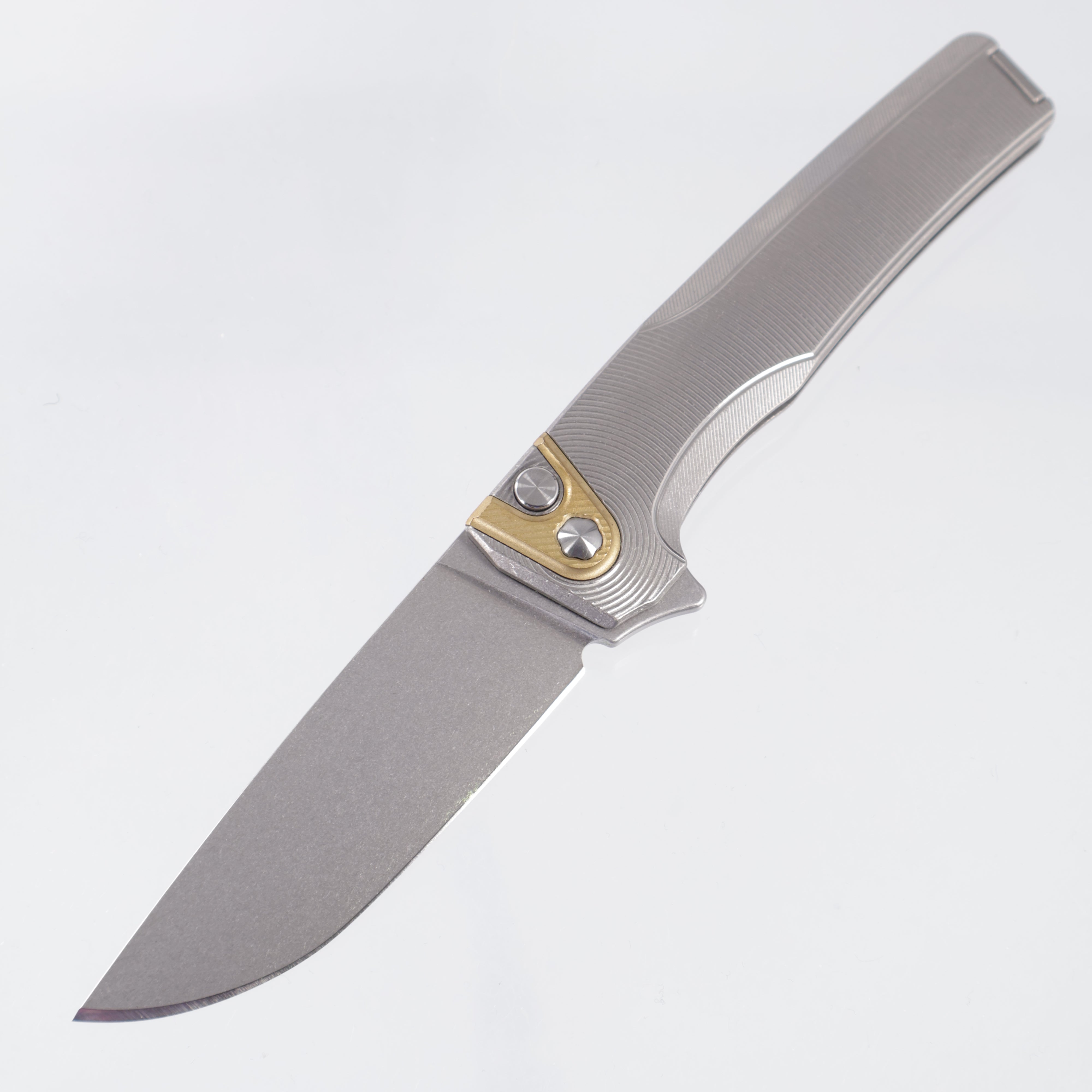 Machine Wise Sonora #2165 - Raw Epicenter Texture Titanium w/ Brass Bolster - Stonewash S90V