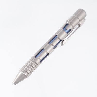 Maxace Judge 3.0 Bolt Action Pen - Full Titanium w/ Blue TI Inner Sleeve - Parker Style Refills - MC46-1-H