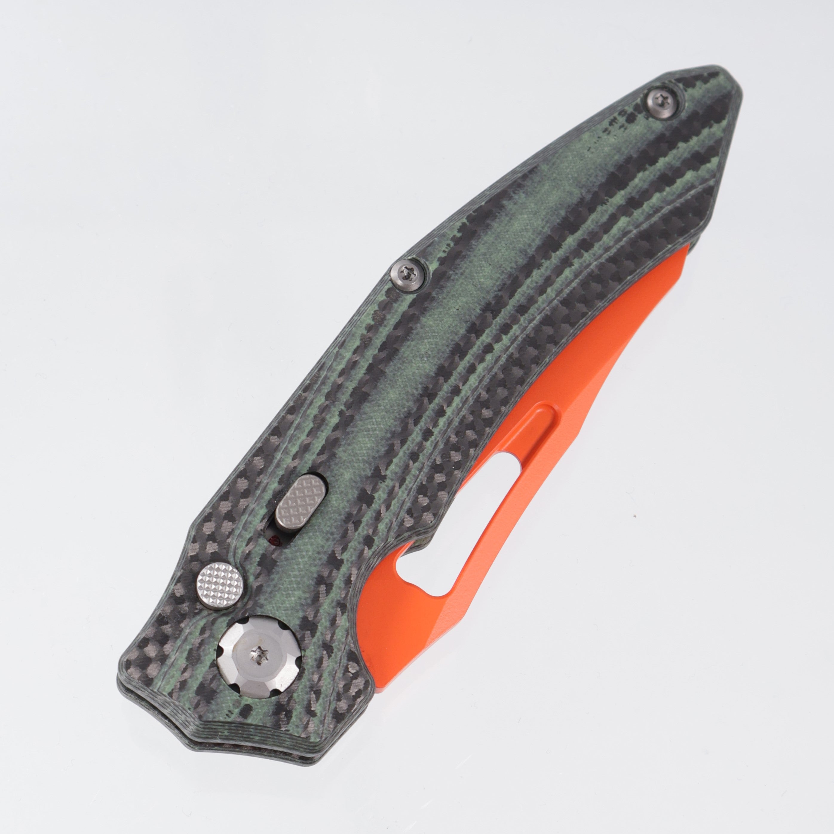 Maxace Babyon-A Auto - Green Carbon Fiber - Orange M390 - X02B