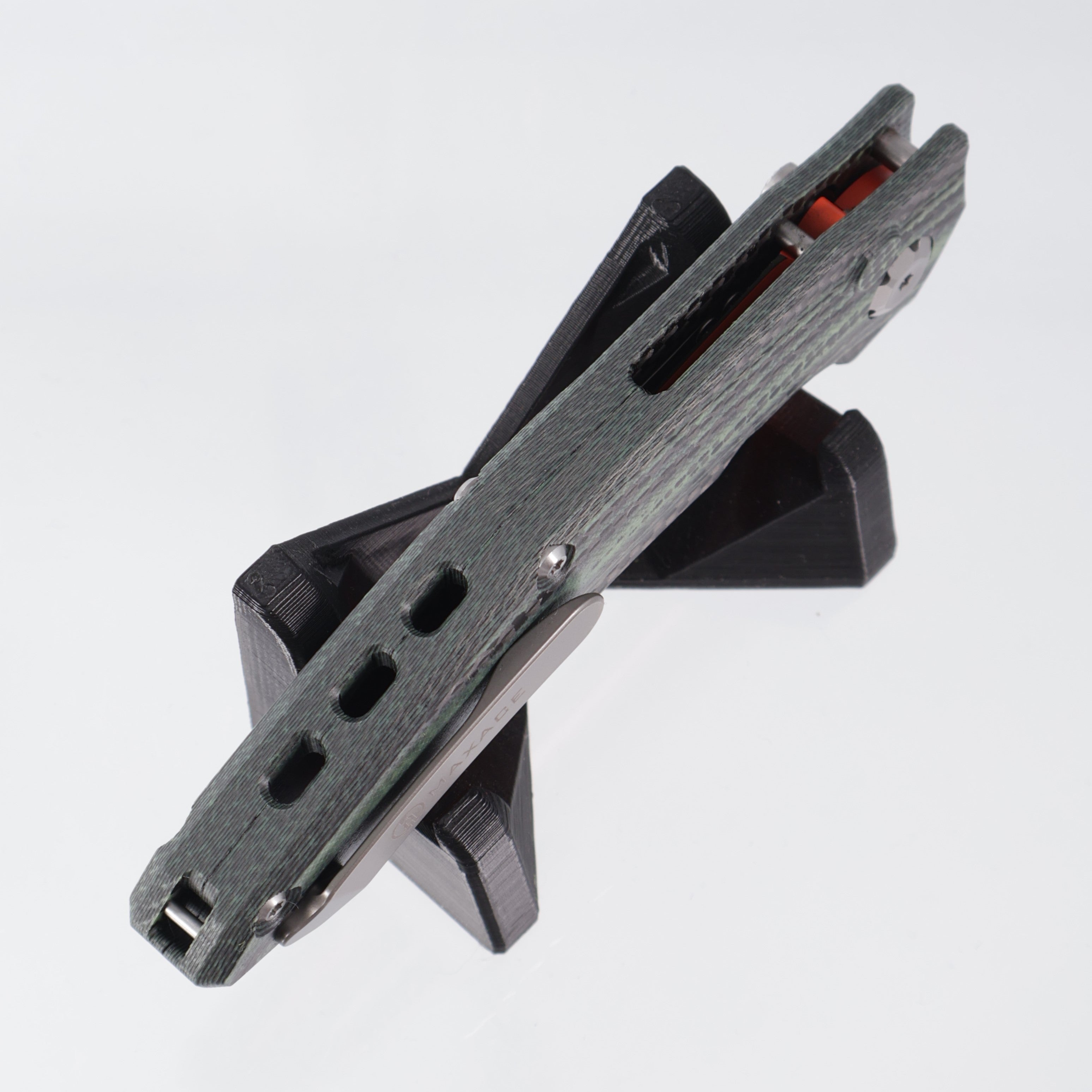 Maxace Babyon-A Auto - Green Carbon Fiber - Orange M390 - X02B