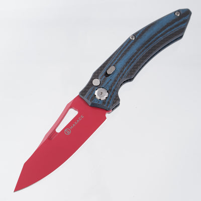 Maxace Babyon-A Auto - Blue Carbon Fiber - Red M390 - X02A
