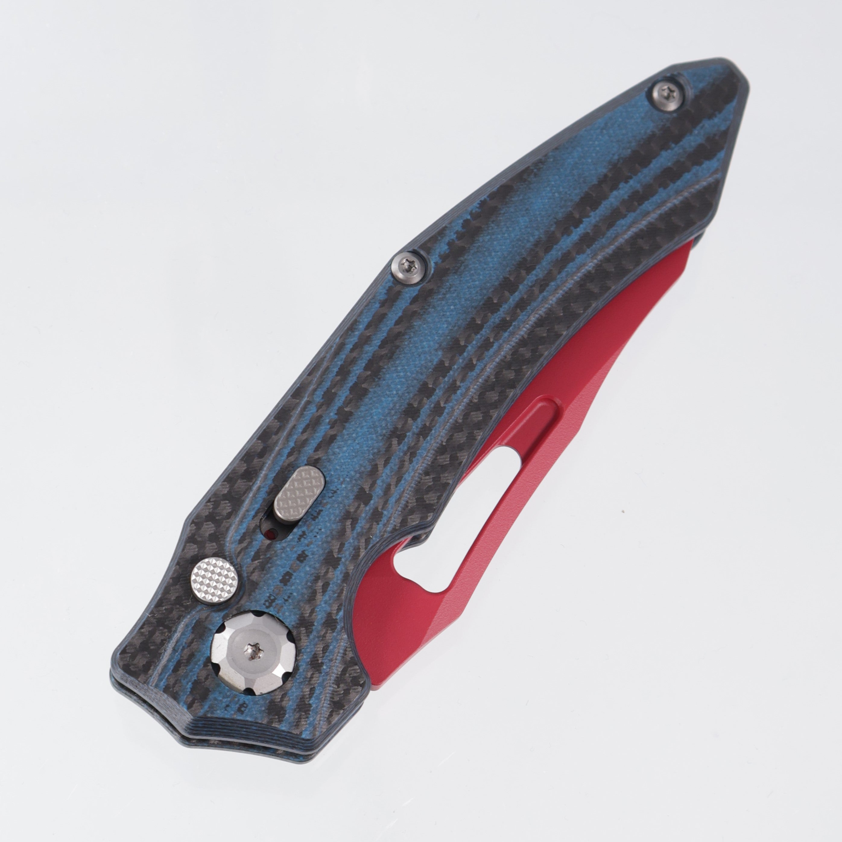 Maxace Babyon-A Auto - Blue Carbon Fiber - Red M390 - X02A