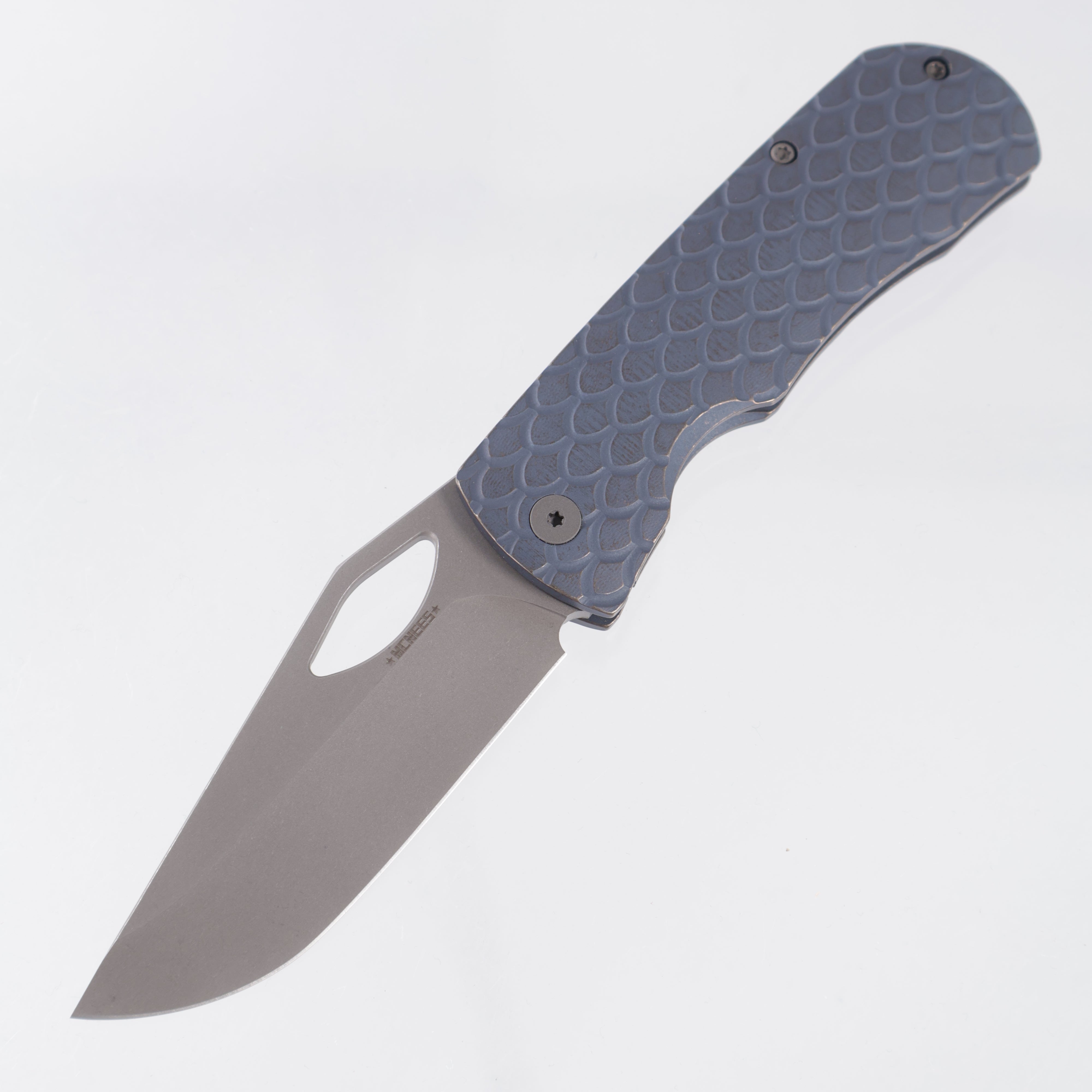 McNees Little Dixon - Blue/Bronze Dragonscale Milled Titanium - Atomic Stonewash Magnacut