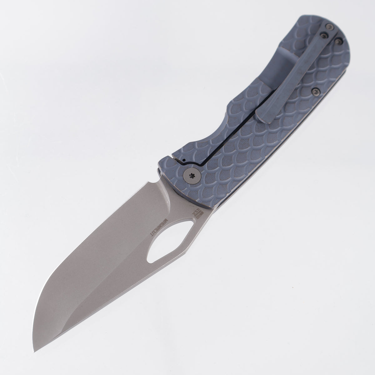 McNees Little Dixon - Blue/Bronze Dragonscale Milled Titanium - Atomic Stonewash Magnacut