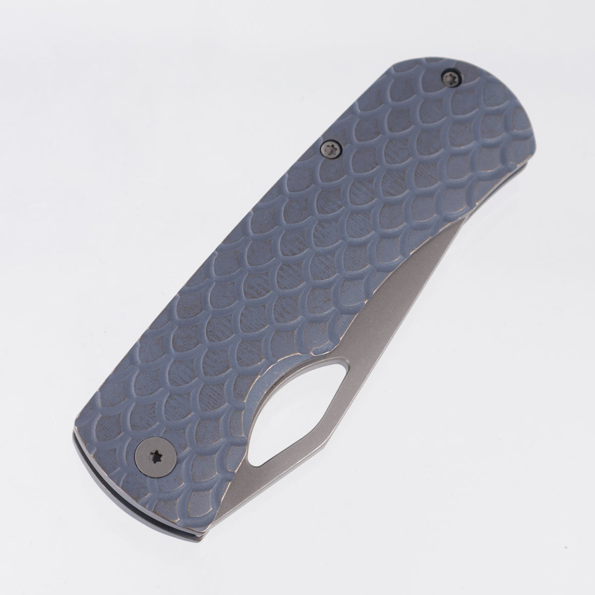 McNees Little Dixon - Blue/Bronze Dragonscale Milled Titanium - Atomic Stonewash Magnacut