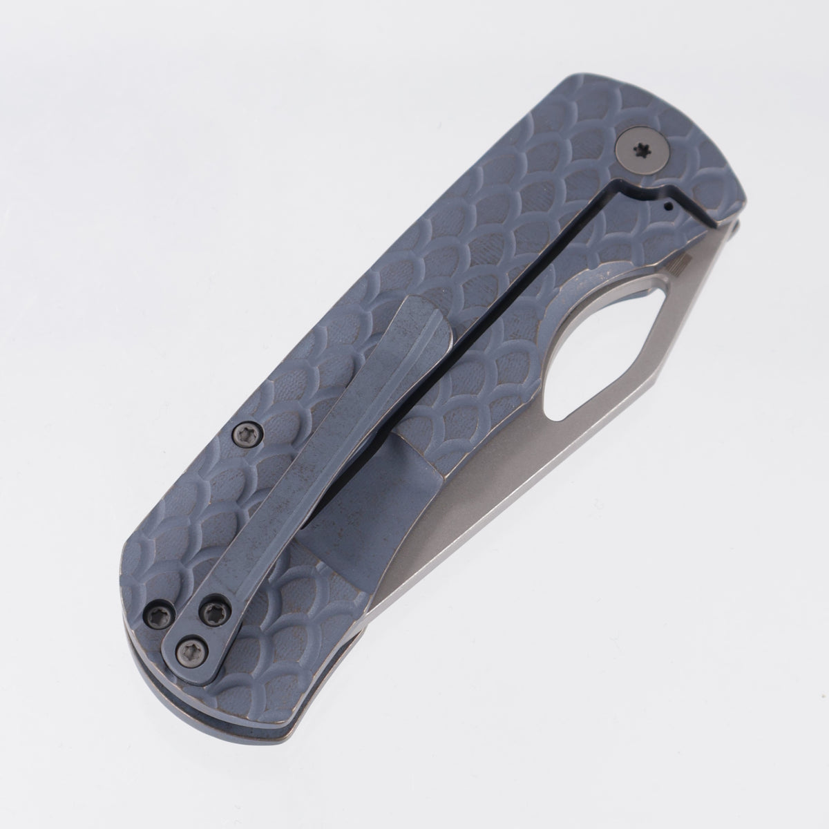 McNees Little Dixon - Blue/Bronze Dragonscale Milled Titanium - Atomic Stonewash Magnacut