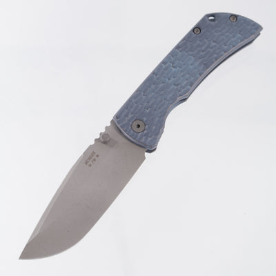 McNees PM Mac 2 3.5" Drop Point - Blue/Bronze Jigged Titanium - Atomic Stonewash Magnacut