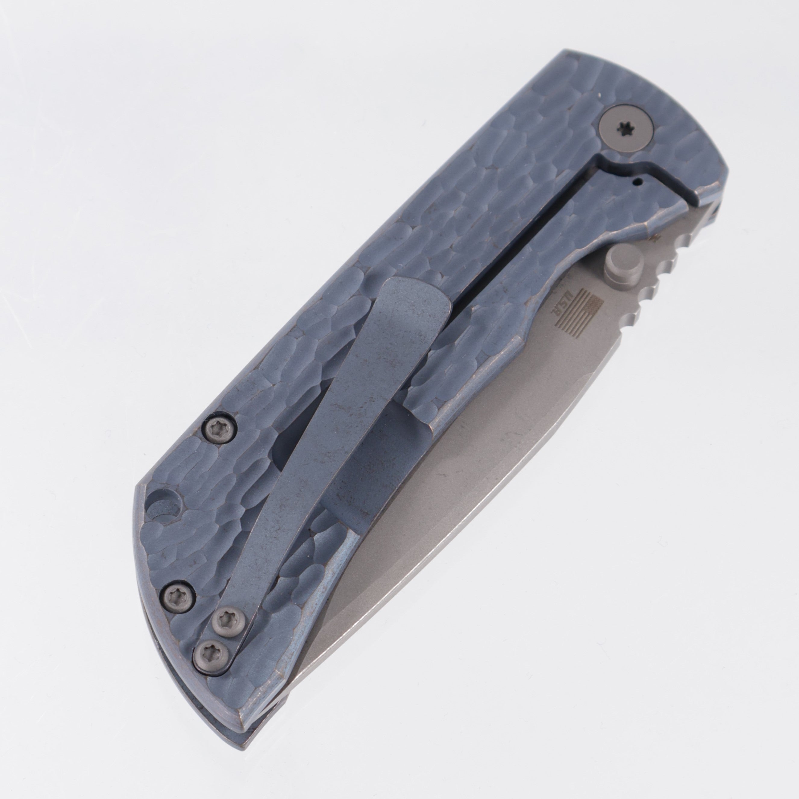 McNees PM Mac 2 3.5" Drop Point - Blue/Bronze Jigged Titanium - Atomic Stonewash Magnacut