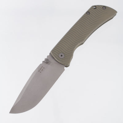 McNees PM Mac 2 3.5" Drop Point - Green/Bronze Swerve Milled Titanium - Atomic Stonewash Magnacut
