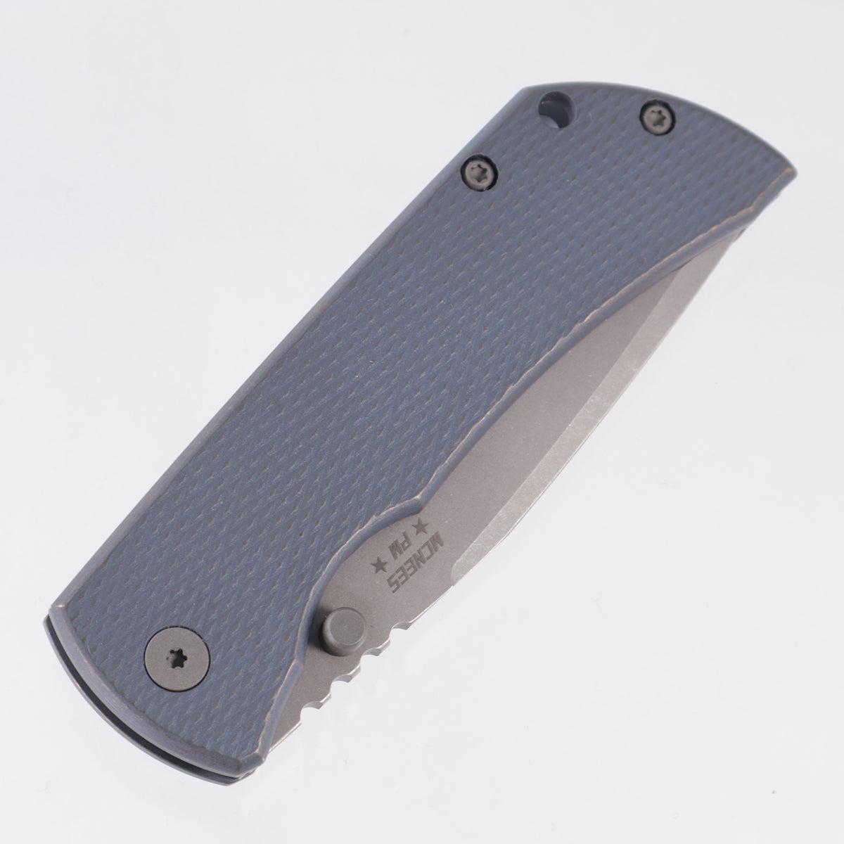 McNees PM Mac 2 3.5" Drop Point - Blue/Bronze Diamond Milled Titanium - Atomic Stonewash Magnacut