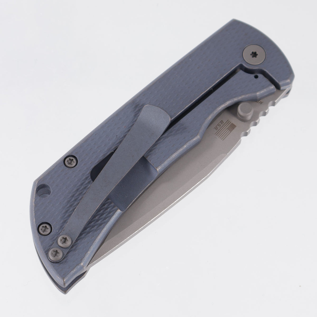 McNees PM Mac 2 3.5" Drop Point - Blue/Bronze Diamond Milled Titanium - Atomic Stonewash Magnacut