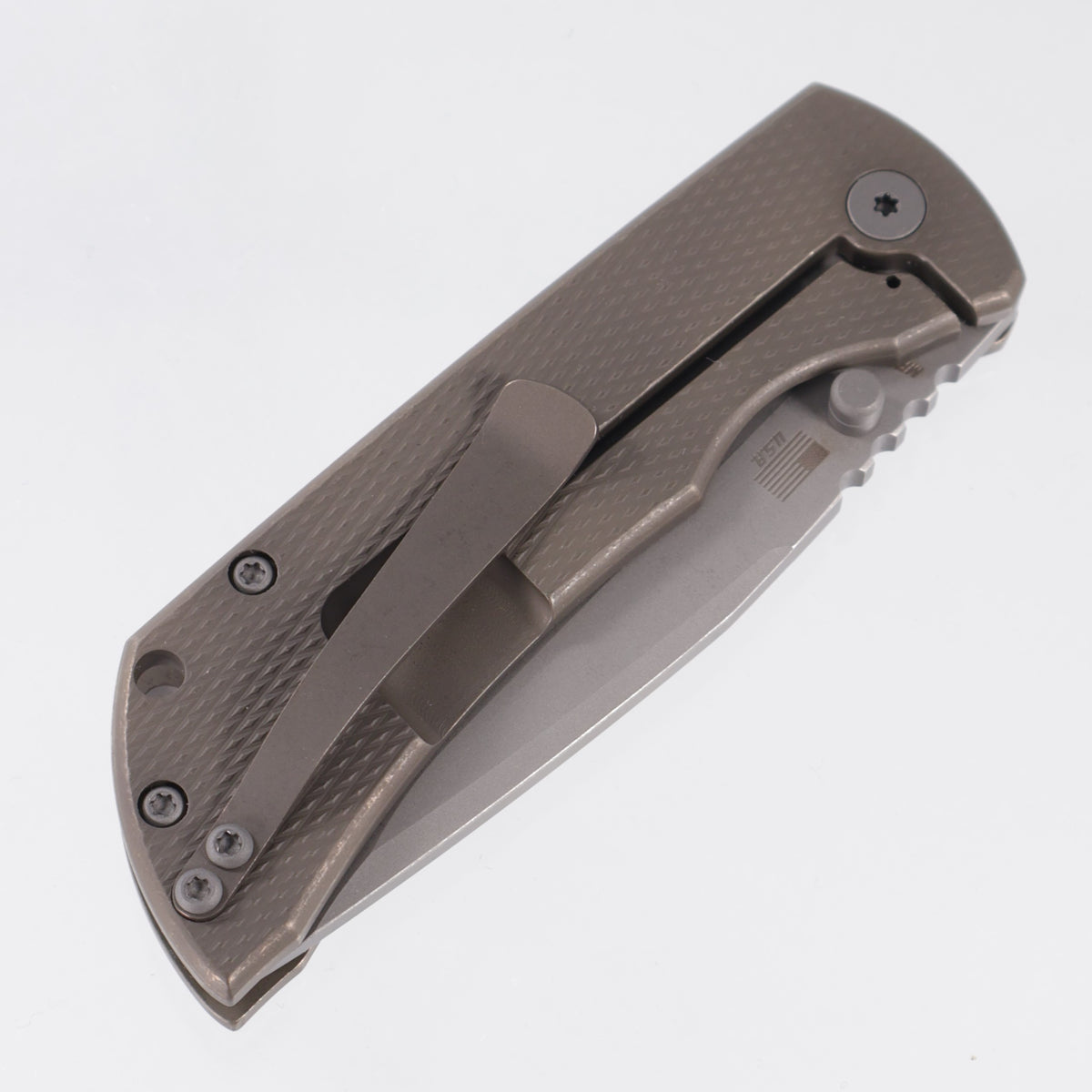 McNees PM Mac 2 3.5" Drop Point - Bronze Diamond Milled Titanium - Atomic Stonewash Magnacut