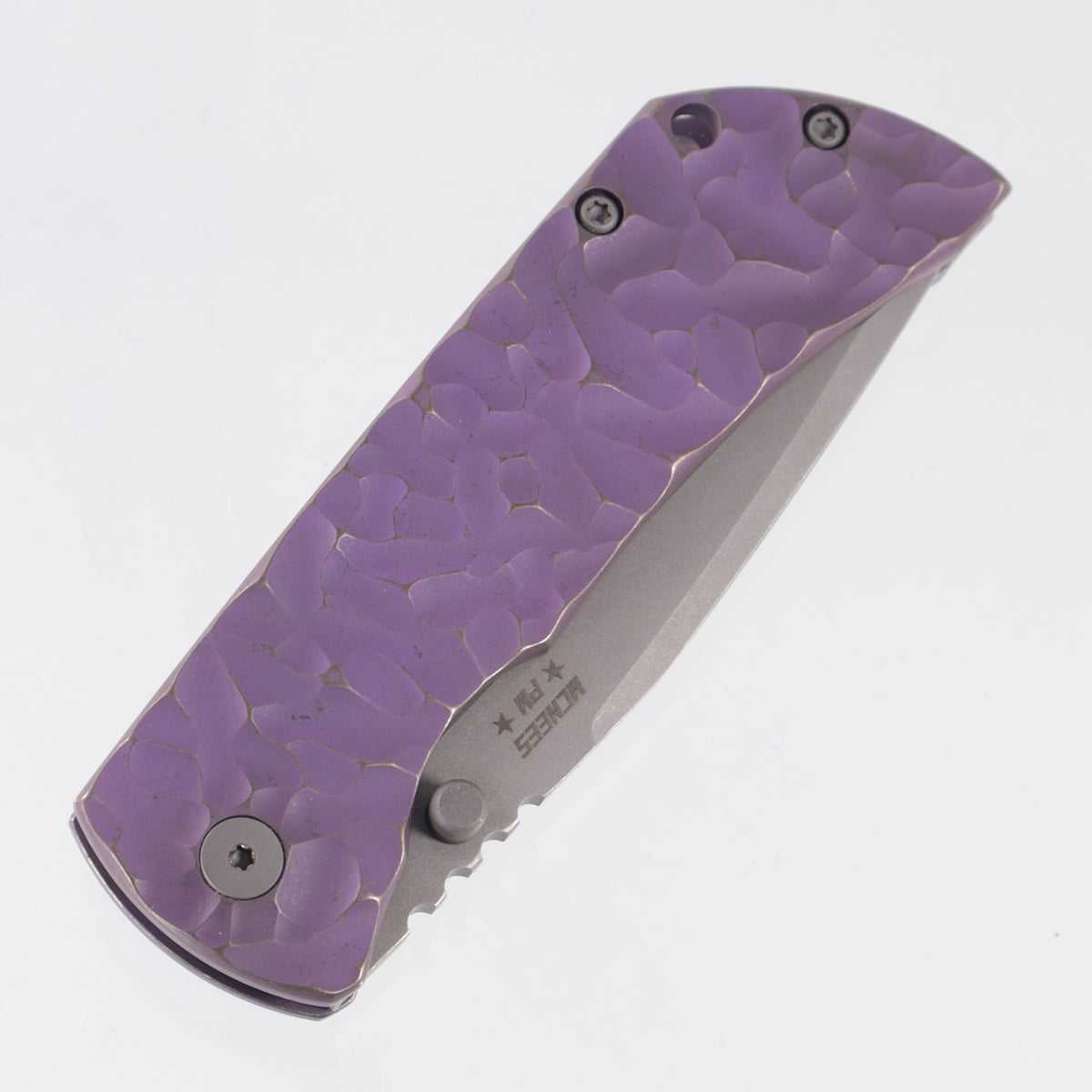 McNees PM Mac 2 3.5" Drop Point - Violet Rocked Titanium - Atomic Stonewash Magnacut