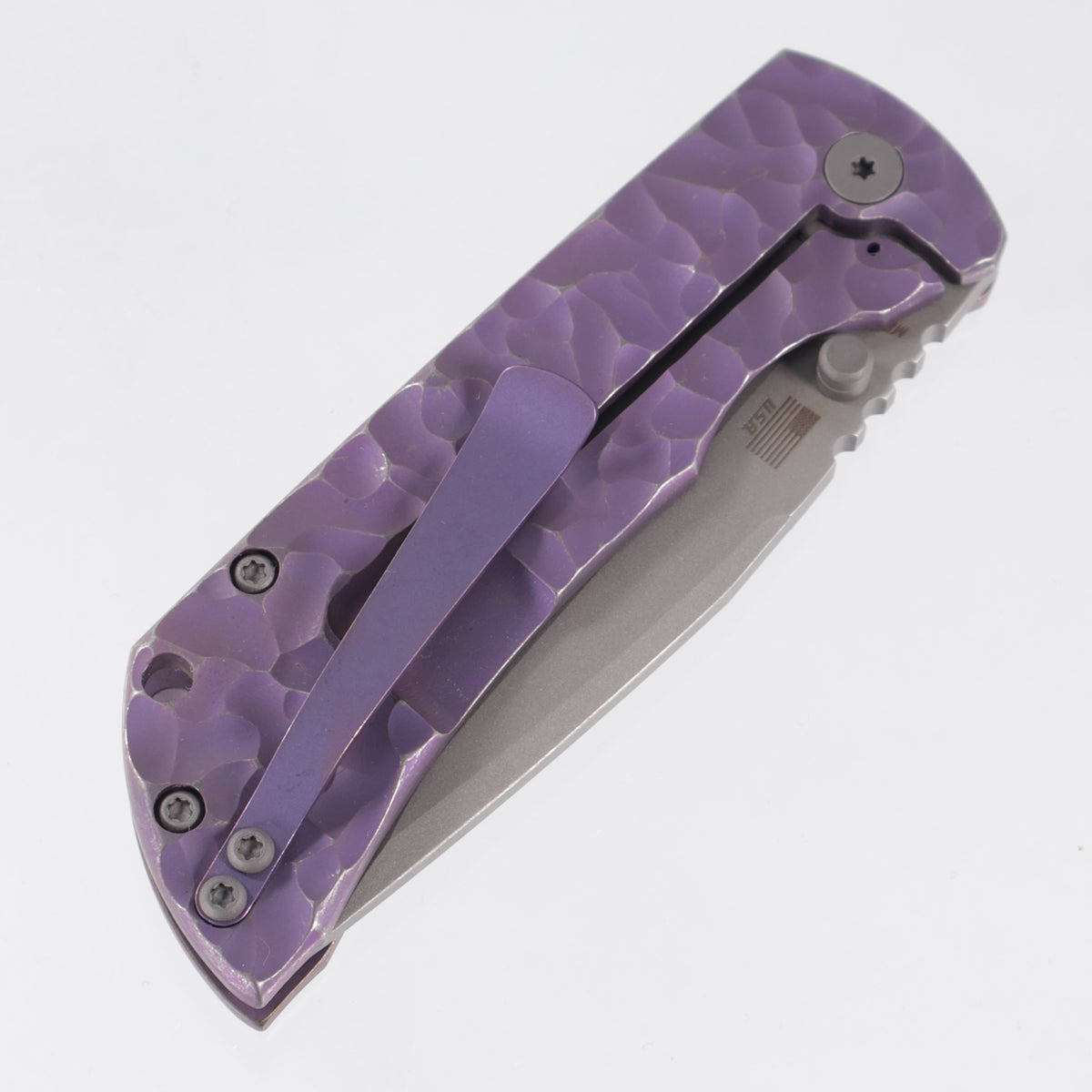 McNees PM Mac 2 3.5" Drop Point - Violet Rocked Titanium - Atomic Stonewash Magnacut