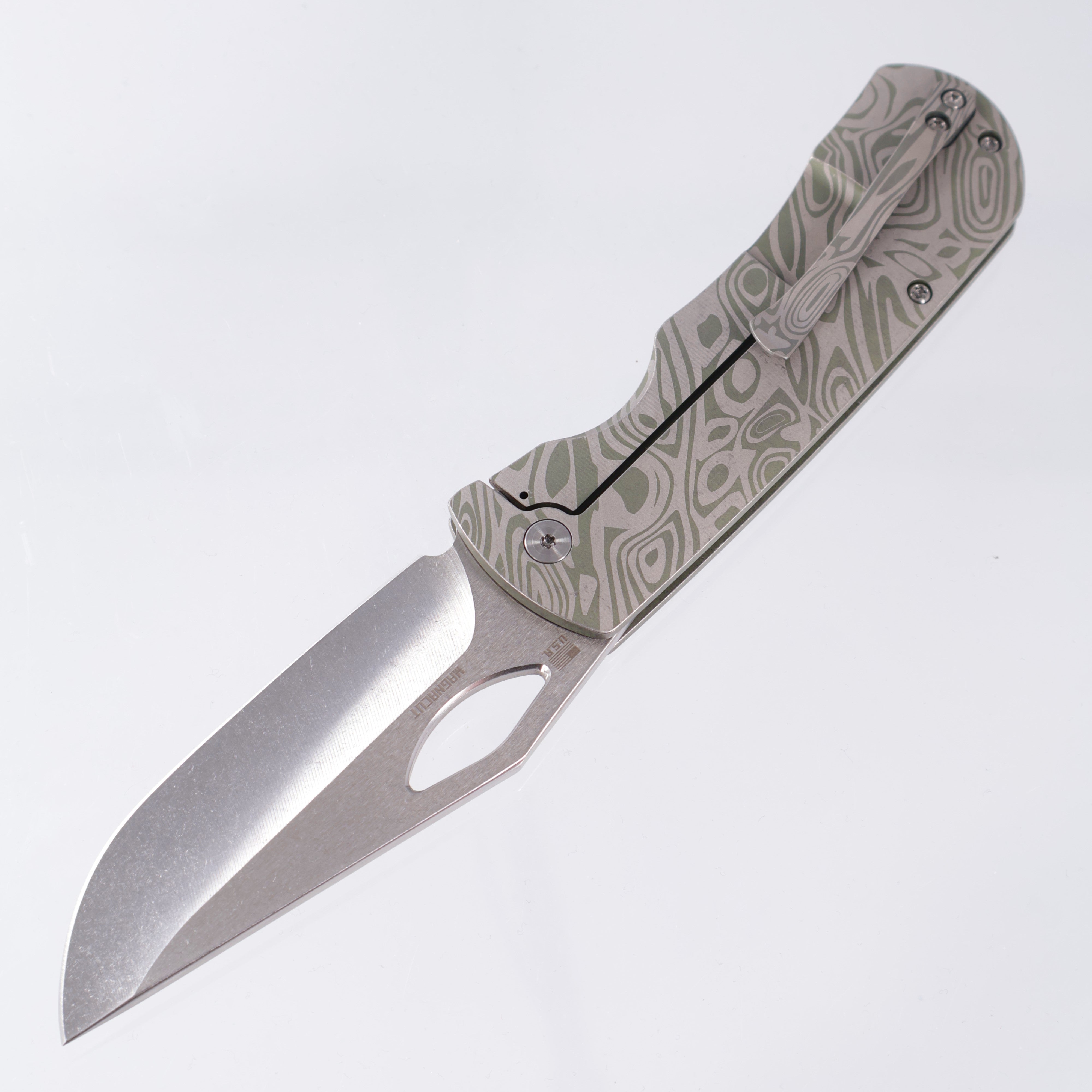 McNees Dixon - Green Ripple Engraved Ti - Satin Stonewash Magnacut 3.75" - GRN-A SIMS1T2398