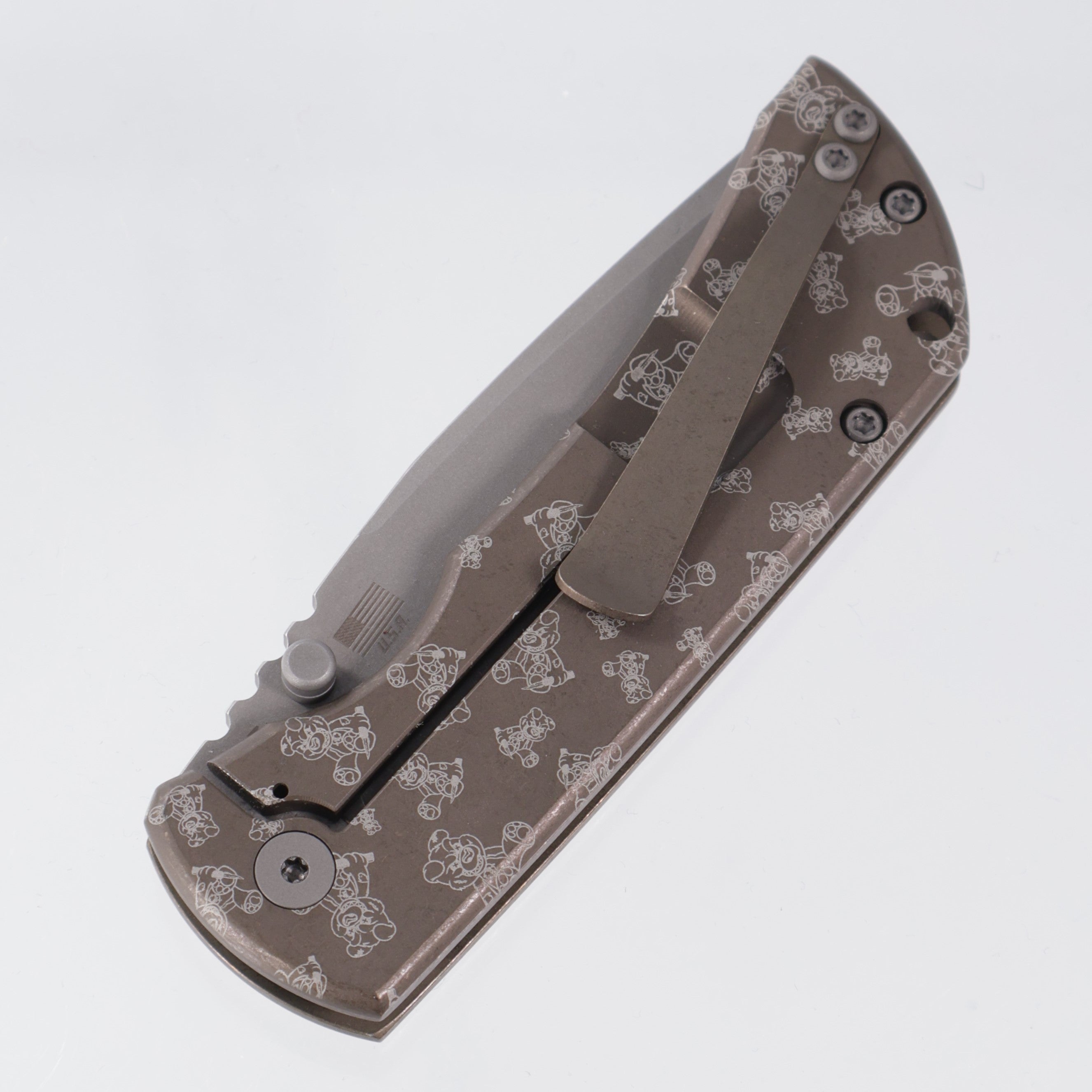 McNees PM Mac 2 3.5" Drop Point - Bronze Ano w/ Chaos Snugglez Lasering - Atomic Stonewash Magnacut - BROP Exclusive