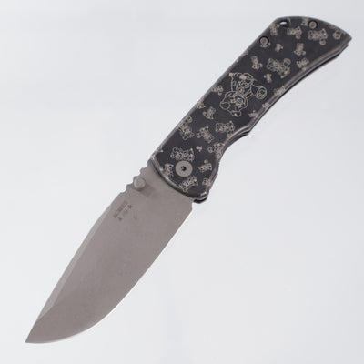 McNees PM Mac 2 3.5" Drop Point - Antiqued Black Ano w/ Chaos Snugglez Lasering - Atomic Stonewash Magnacut - BR-OP Exclusive