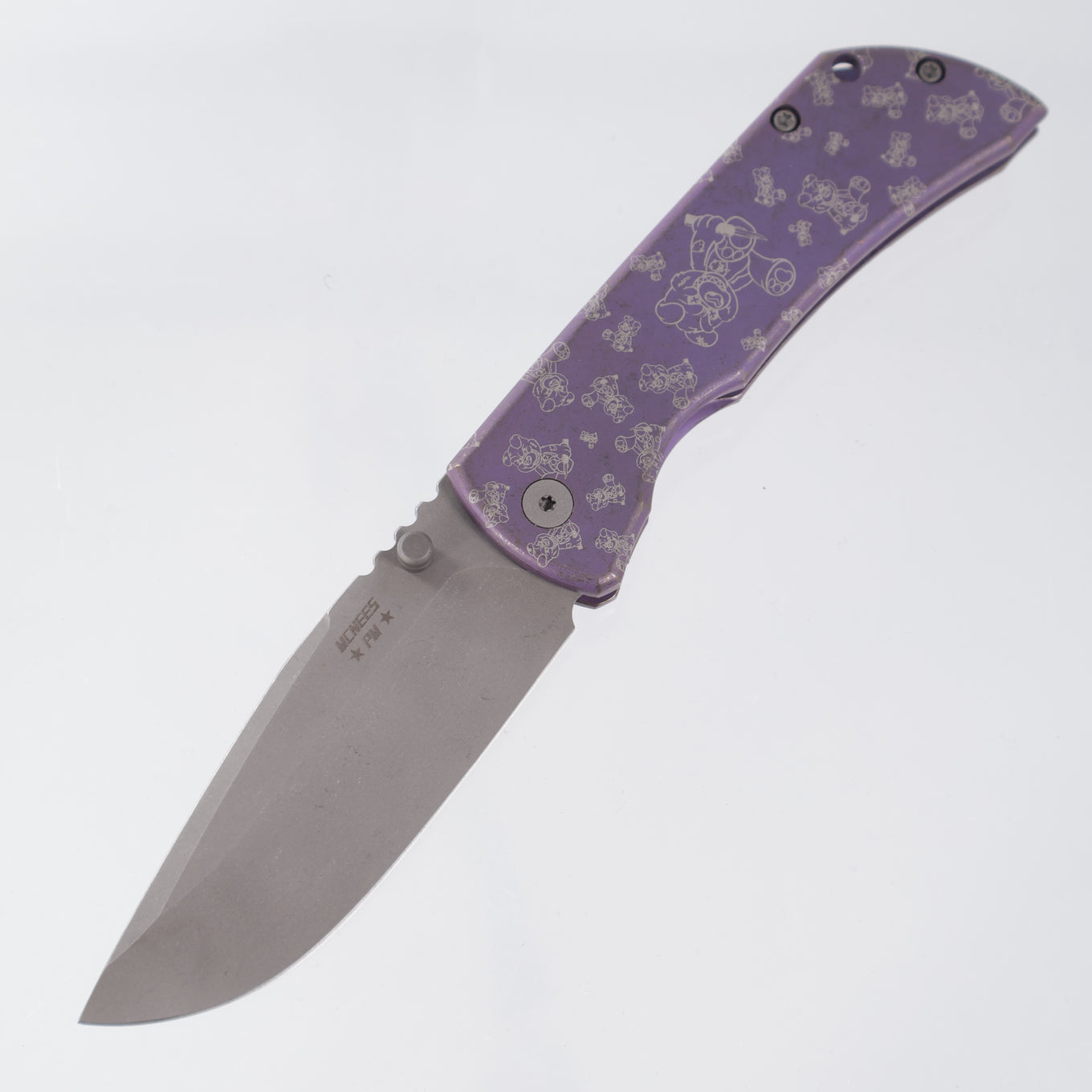 McNees PM Mac 2 3.5" Drop Point - Violet Ano w/ Chaos Snugglez Lasering - Atomic Stonewash Magnacut - BROP Exclusive