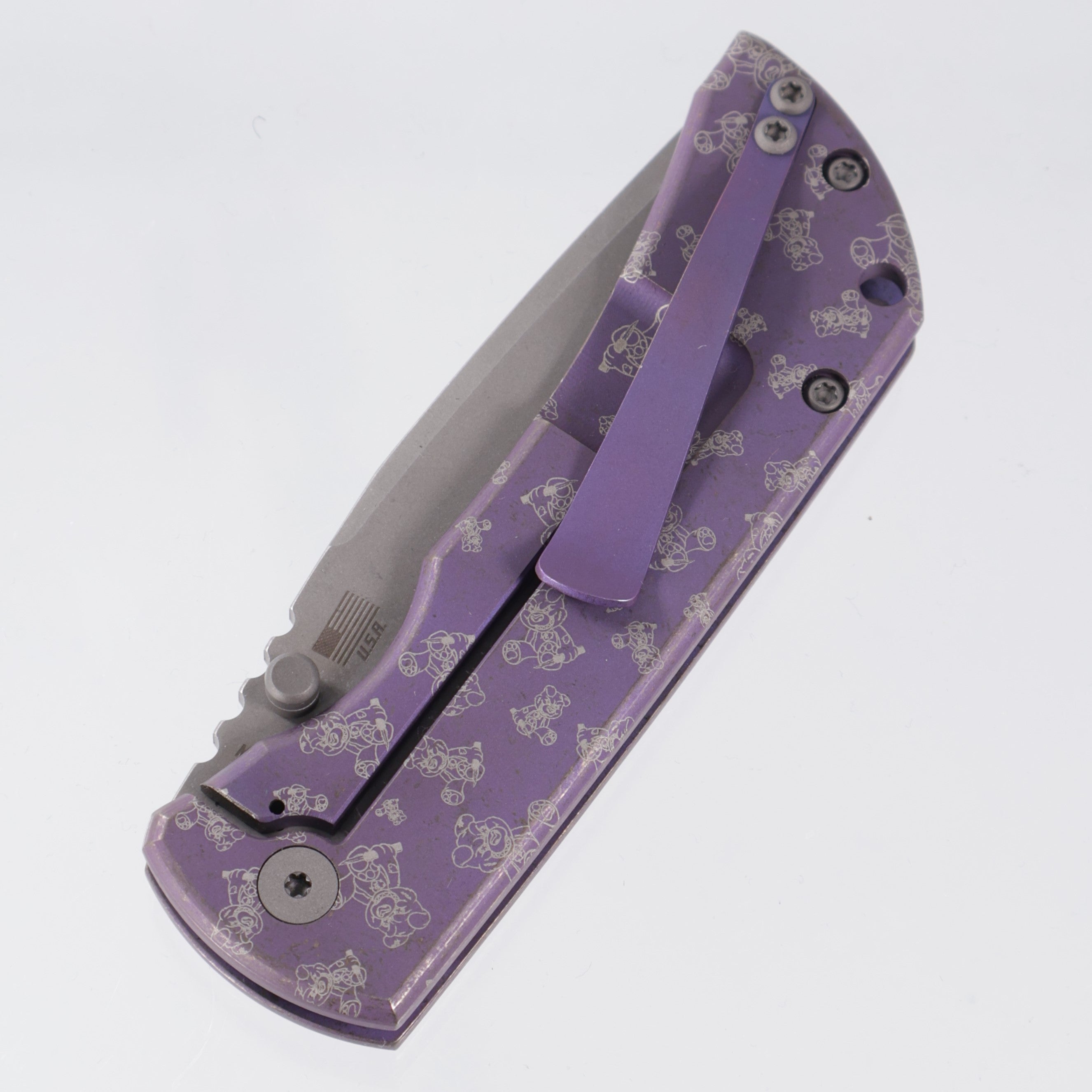 McNees PM Mac 2 3.5" Drop Point - Violet Ano w/ Chaos Snugglez Lasering - Atomic Stonewash Magnacut - BROP Exclusive