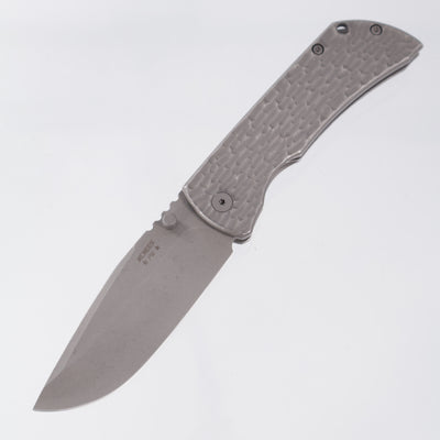 McNees PM Mac 2 3.5" Drop Point - Stonewash Jigged Titanium - Atomic Stonewash Magnacut