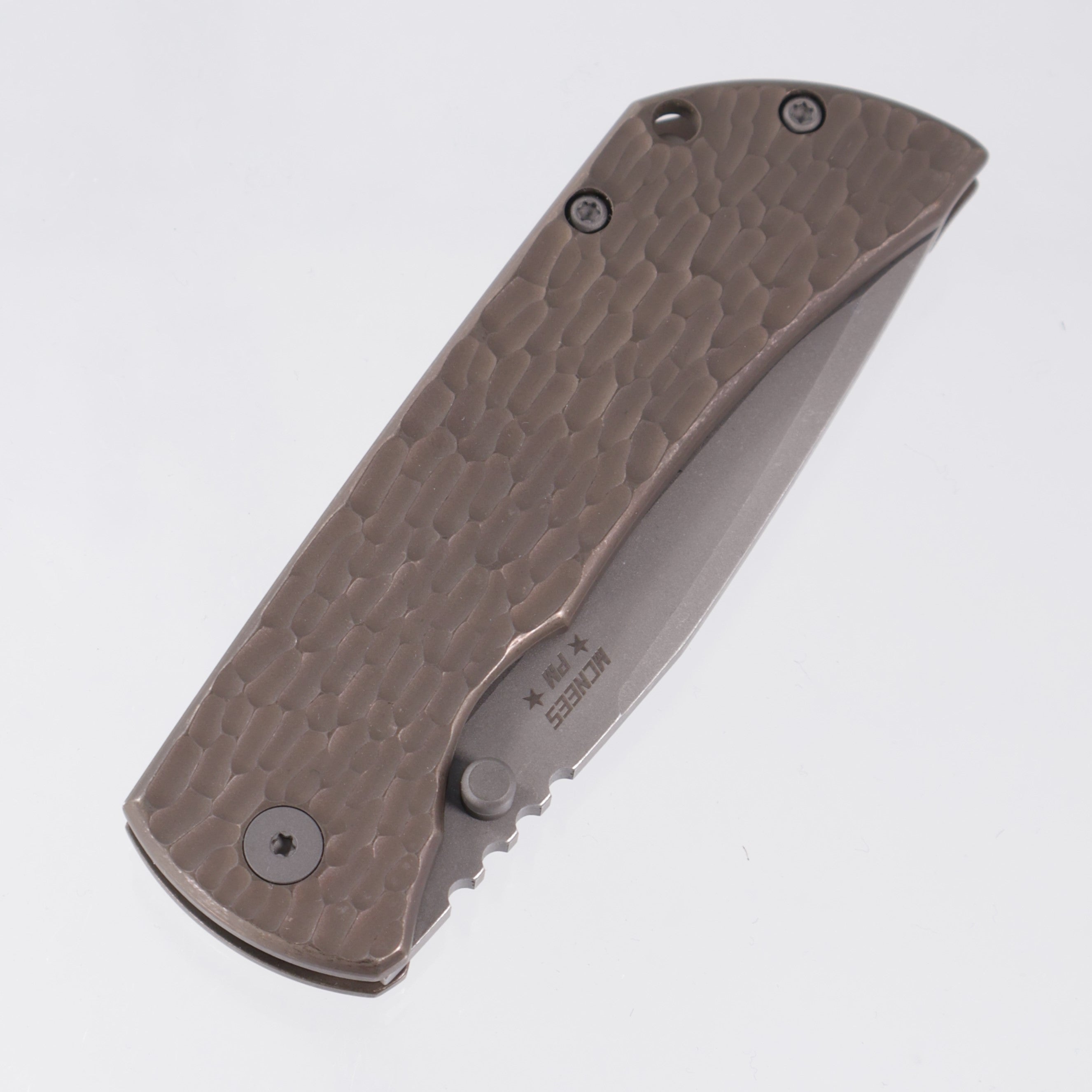 McNees PM Mac 2 3.5" Drop Point - Bronze Jigged Titanium - Atomic Stonewash Magnacut