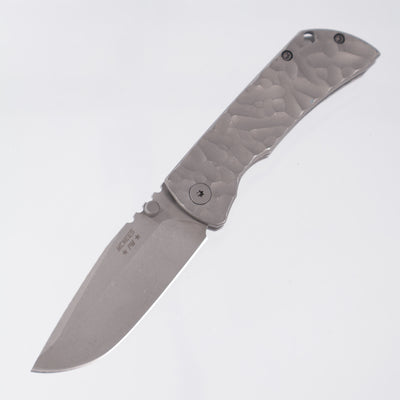 McNees PM Mac 2 3.0" Drop Point - Stonewash Rocked Titanium - Atomic Stonewash Magnacut