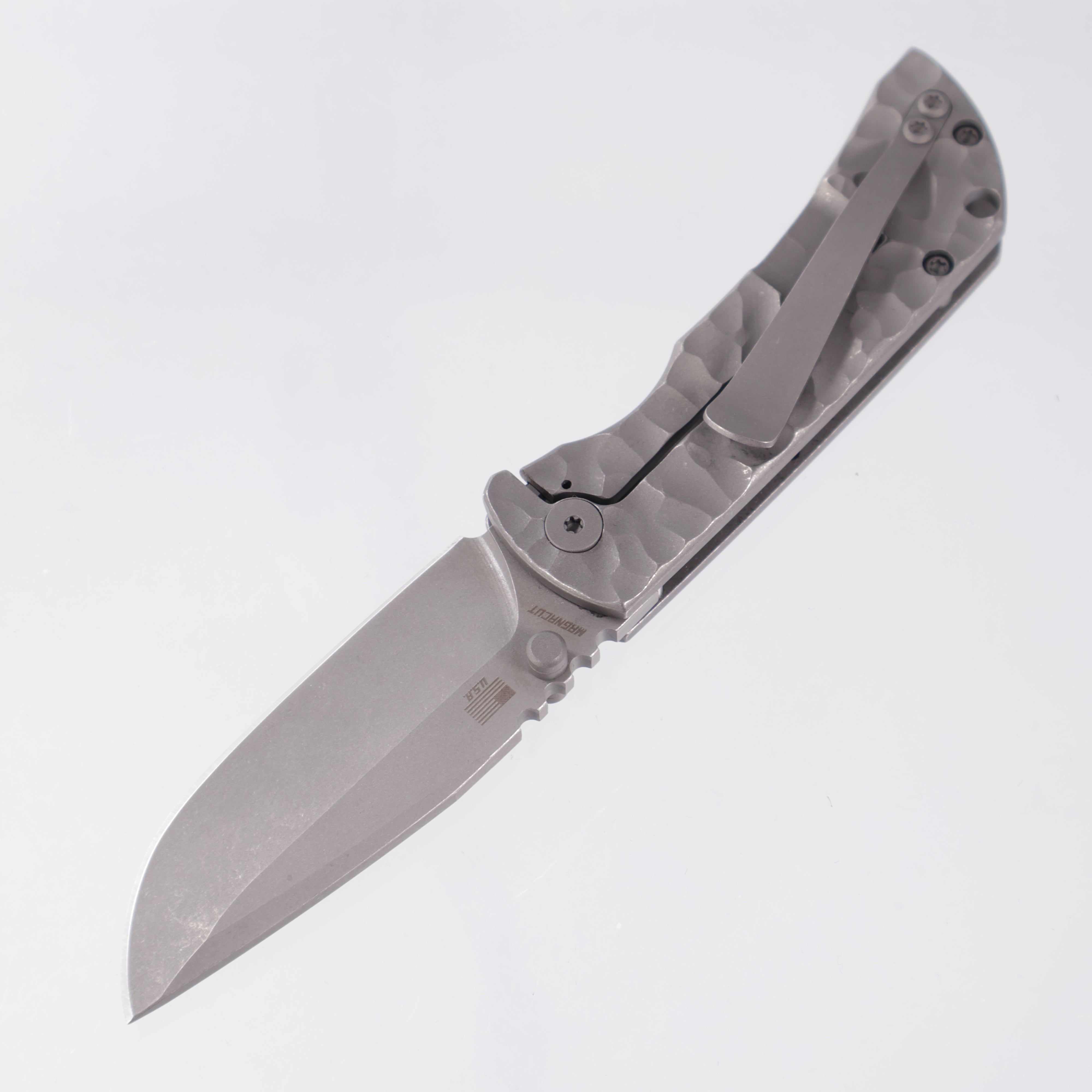 McNees PM Mac 2 3.0" Drop Point - Stonewash Rocked Titanium - Atomic Stonewash Magnacut