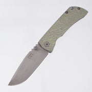 McNees PM Mac 2 3.0" Drop Point - Green/Bronze Jigged Titanium - Atomic Stonewash Magnacut