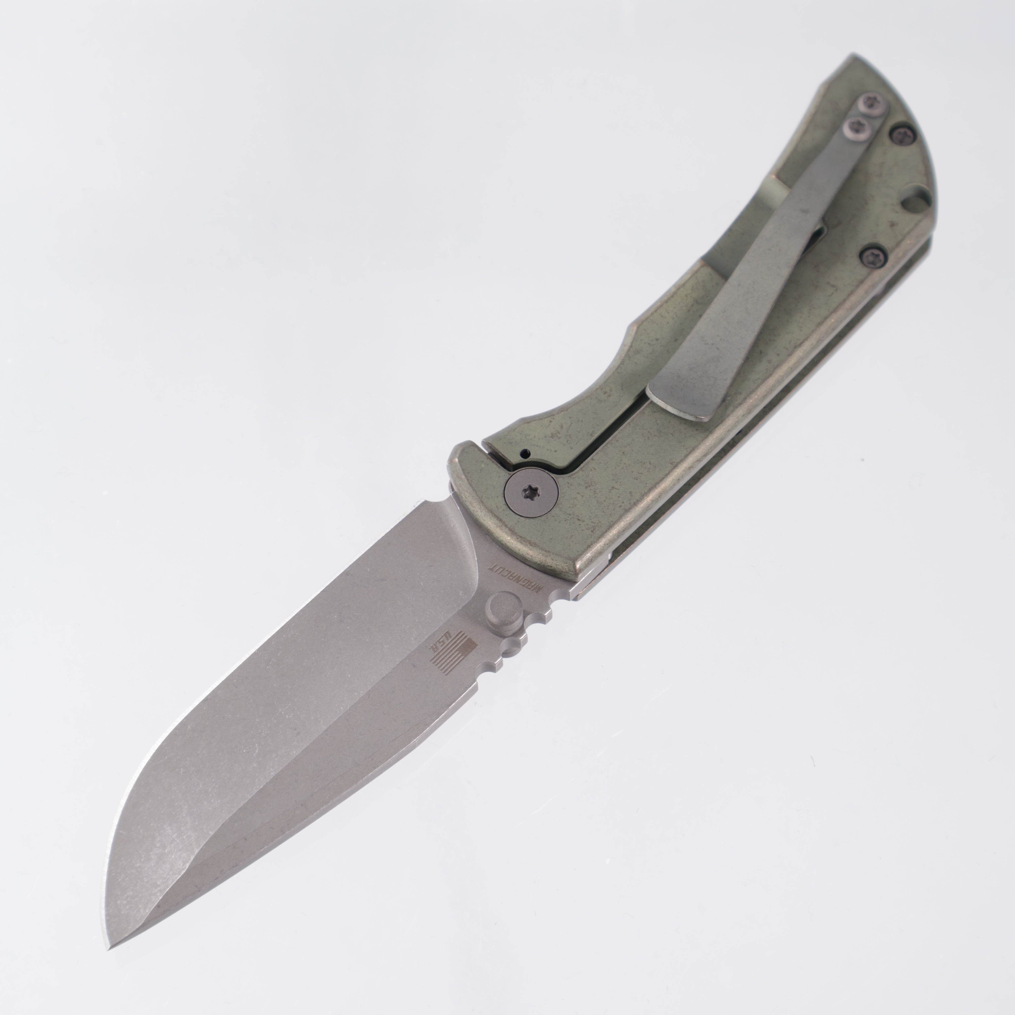 McNees PM Mac 2 3.0" Drop Point - Green/Bronze Titanium - Atomic Stonewash Magnacut