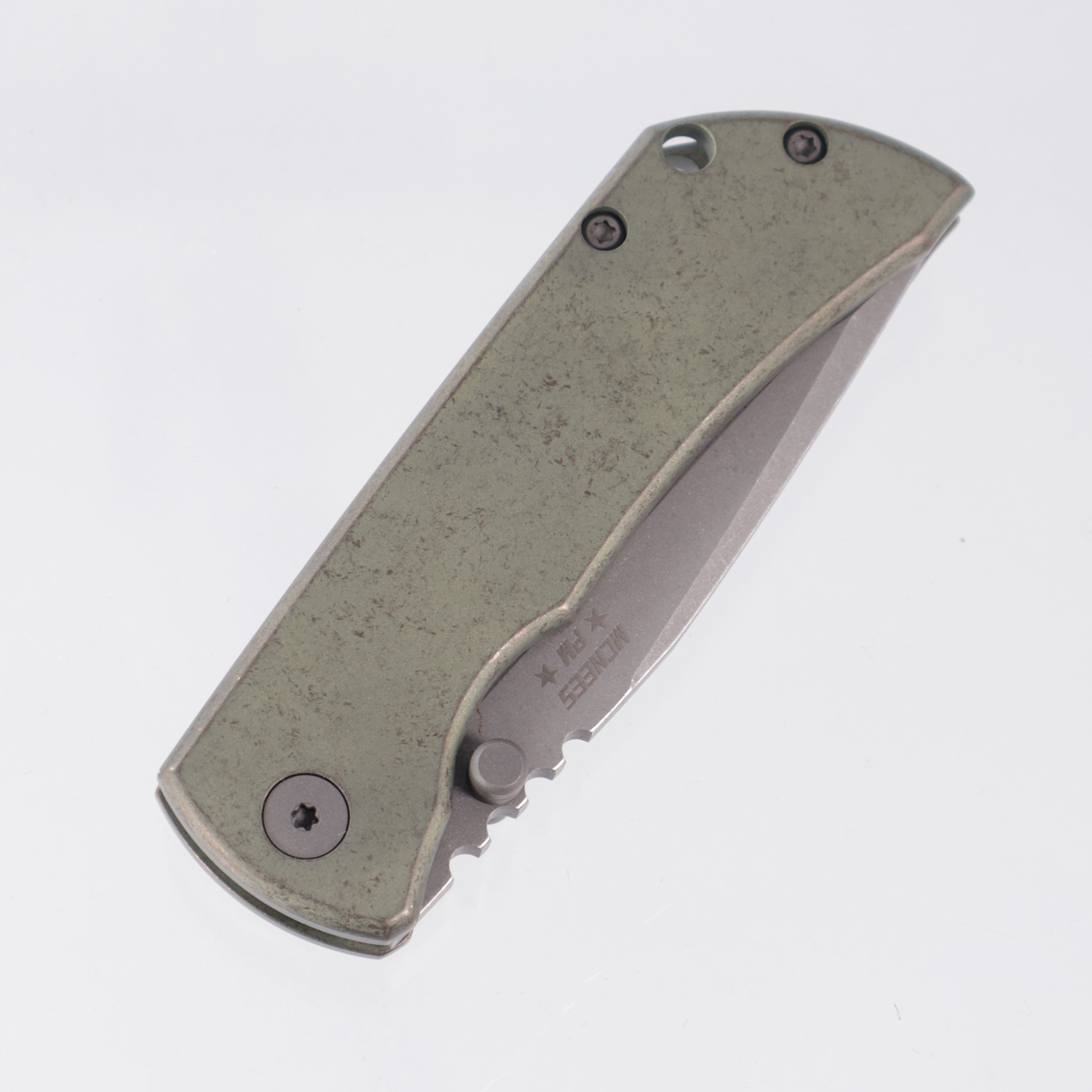 McNees PM Mac 2 3.0" Drop Point - Green/Bronze Titanium - Atomic Stonewash Magnacut