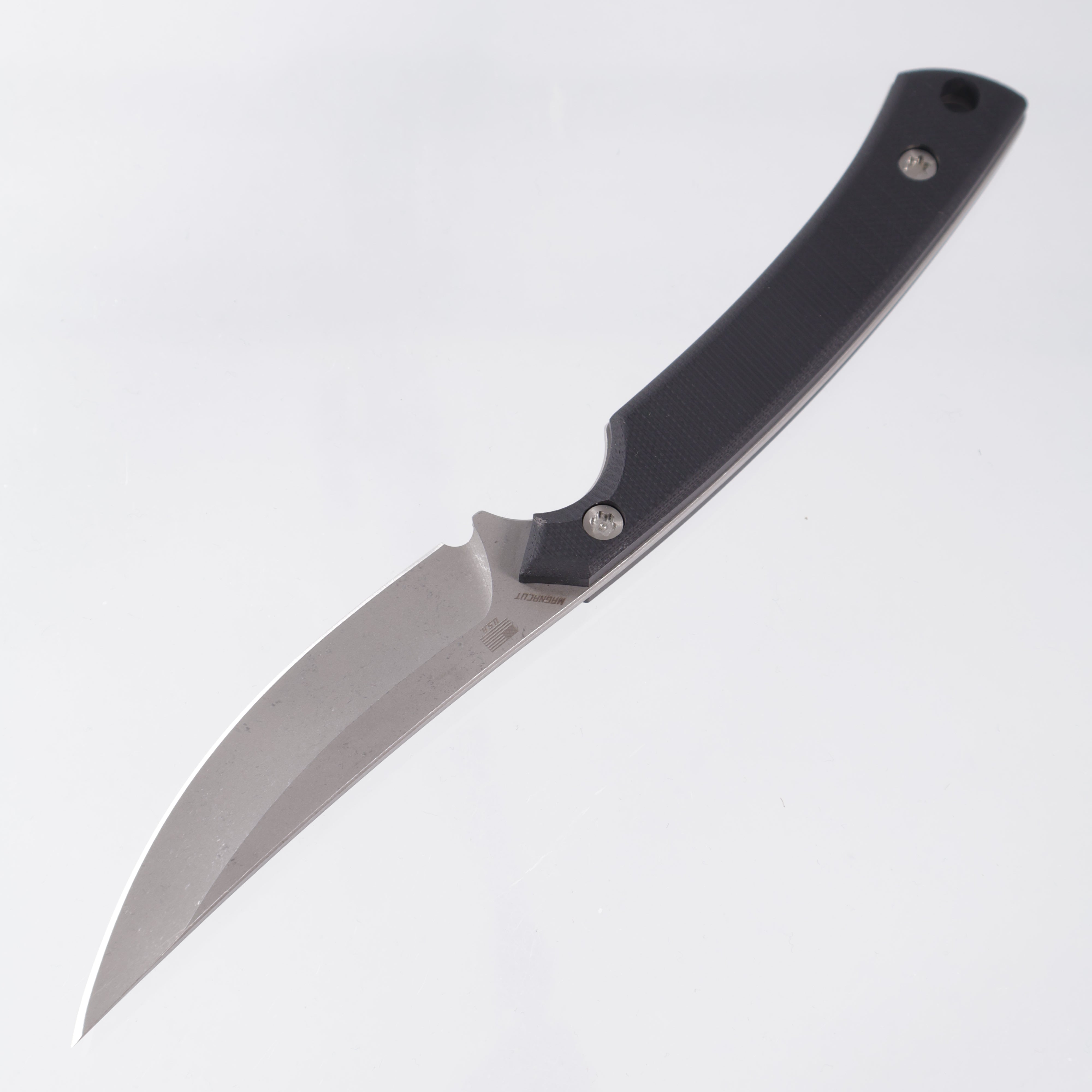 McNees Fowl Play Fixed Blade - Black G10 - Atomic Stonewash Magnacut