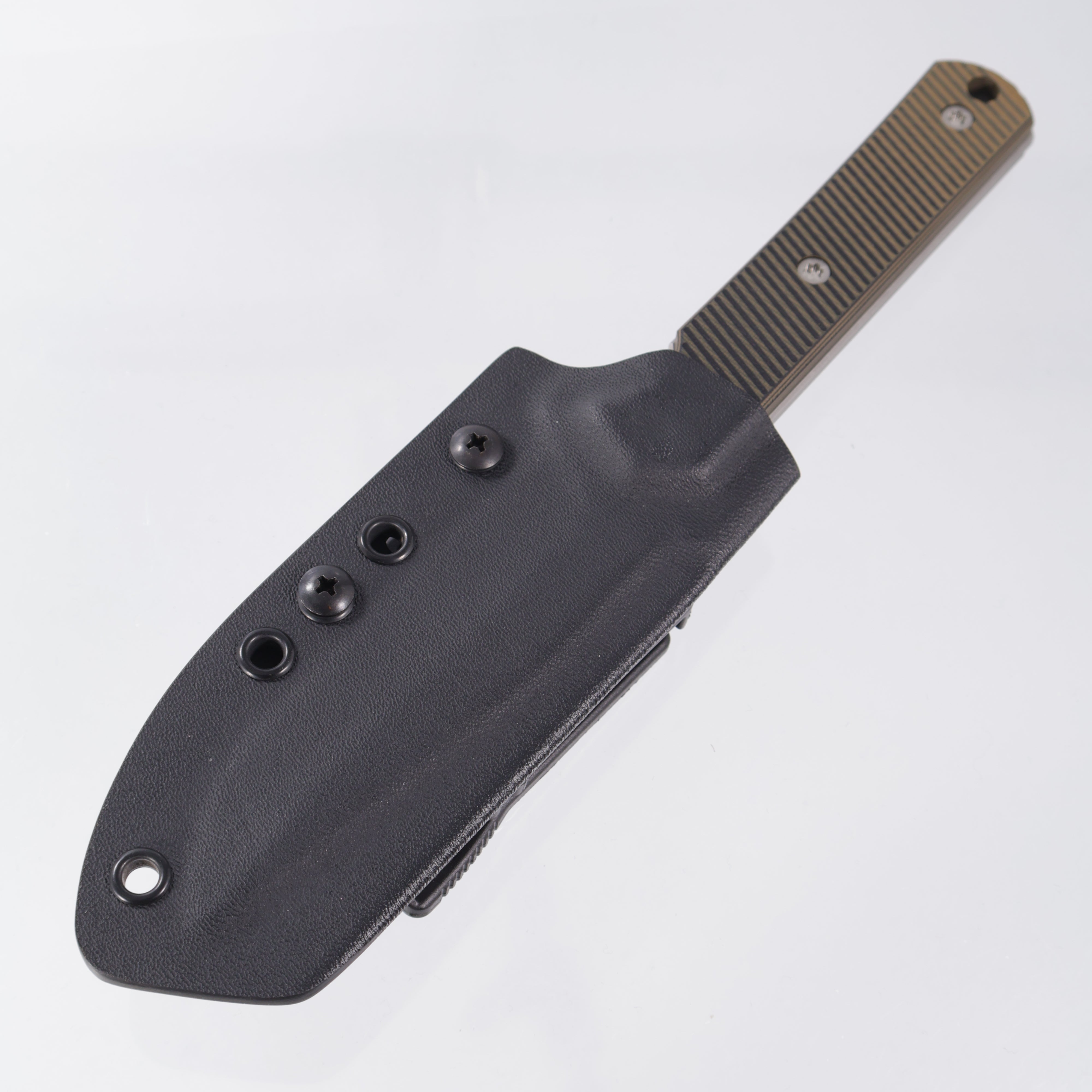 McNees Stalker Fixed Blade - Tan/Black G10 - Atomic Stonewash S90V