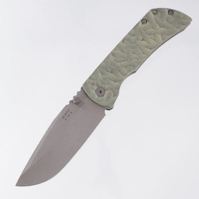 McNees PM Mac 2 3.5" Drop Point - Green/Bronze Rocked Titanium - Atomic Stonewash Magnacut