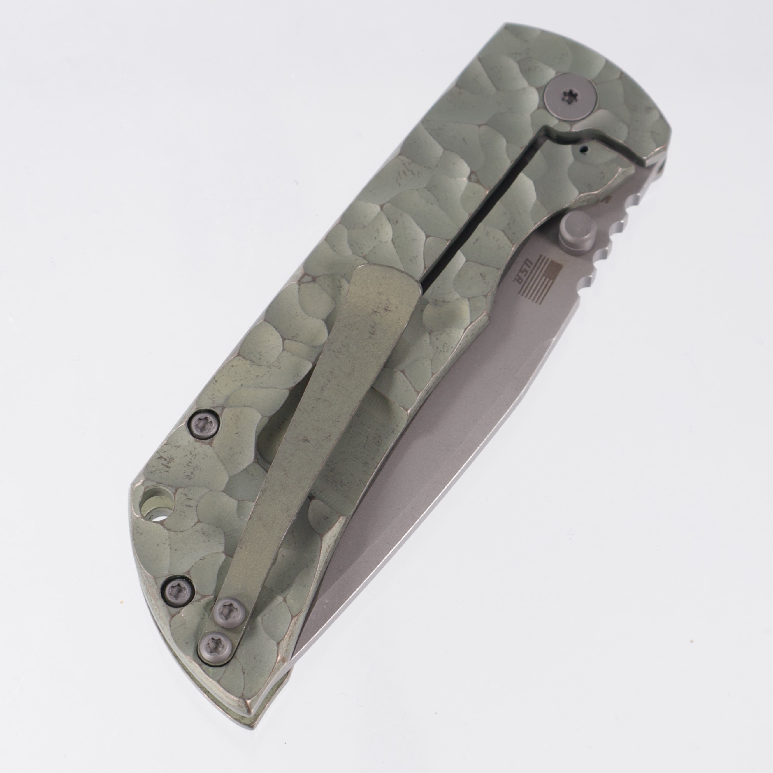 McNees PM Mac 2 3.5" Drop Point - Green/Bronze Rocked Titanium - Atomic Stonewash Magnacut