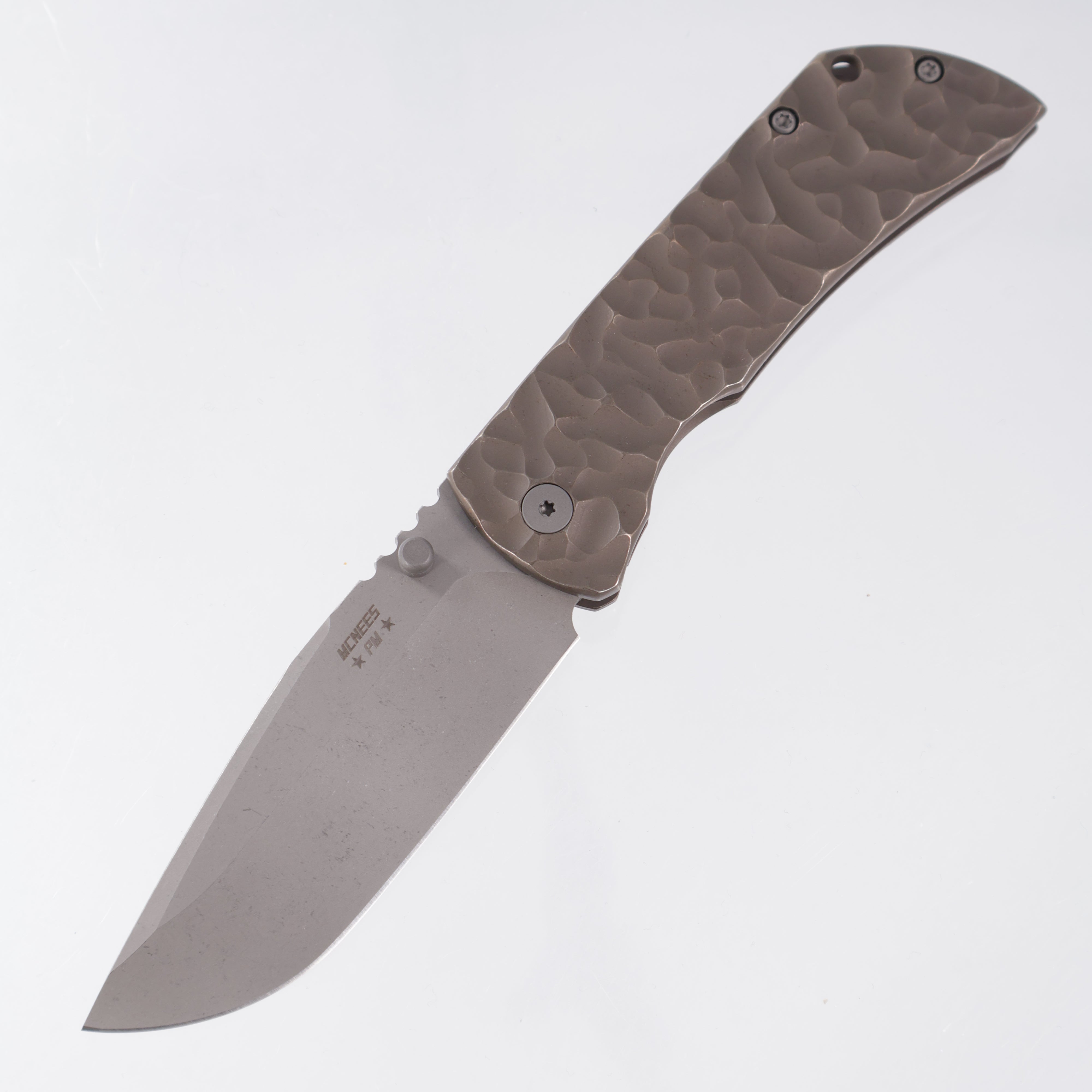 McNees PM Mac 2 3.5" Drop Point - Bronze Rocked Titanium - Atomic Stonewash Magnacut