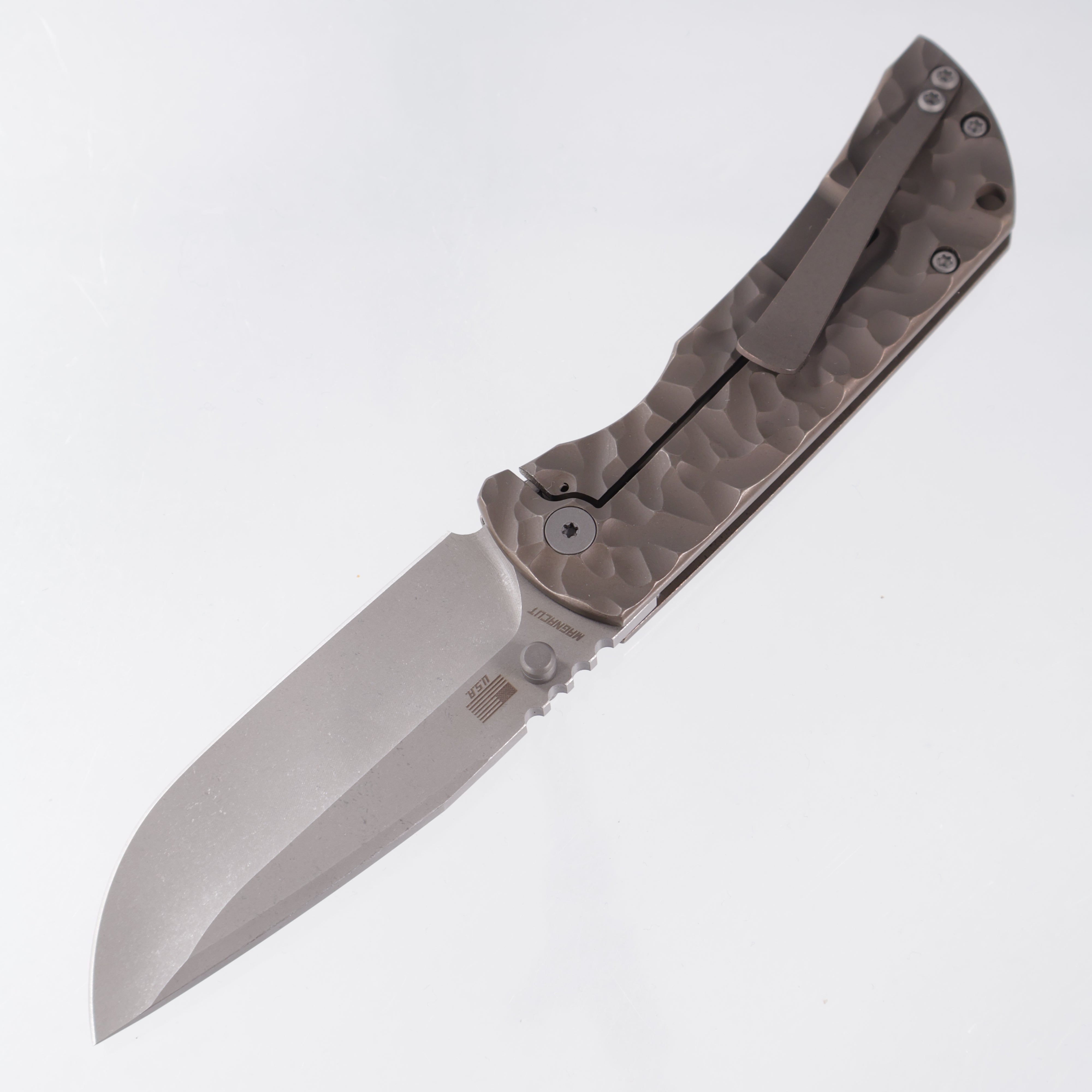 McNees PM Mac 2 3.5" Drop Point - Bronze Rocked Titanium - Atomic Stonewash Magnacut