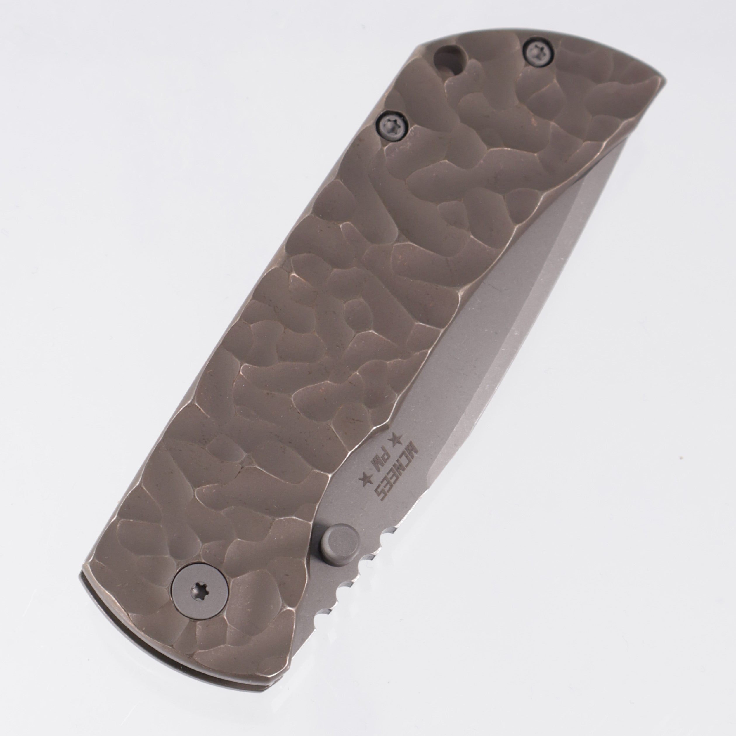 McNees PM Mac 2 3.5" Drop Point - Bronze Rocked Titanium - Atomic Stonewash Magnacut