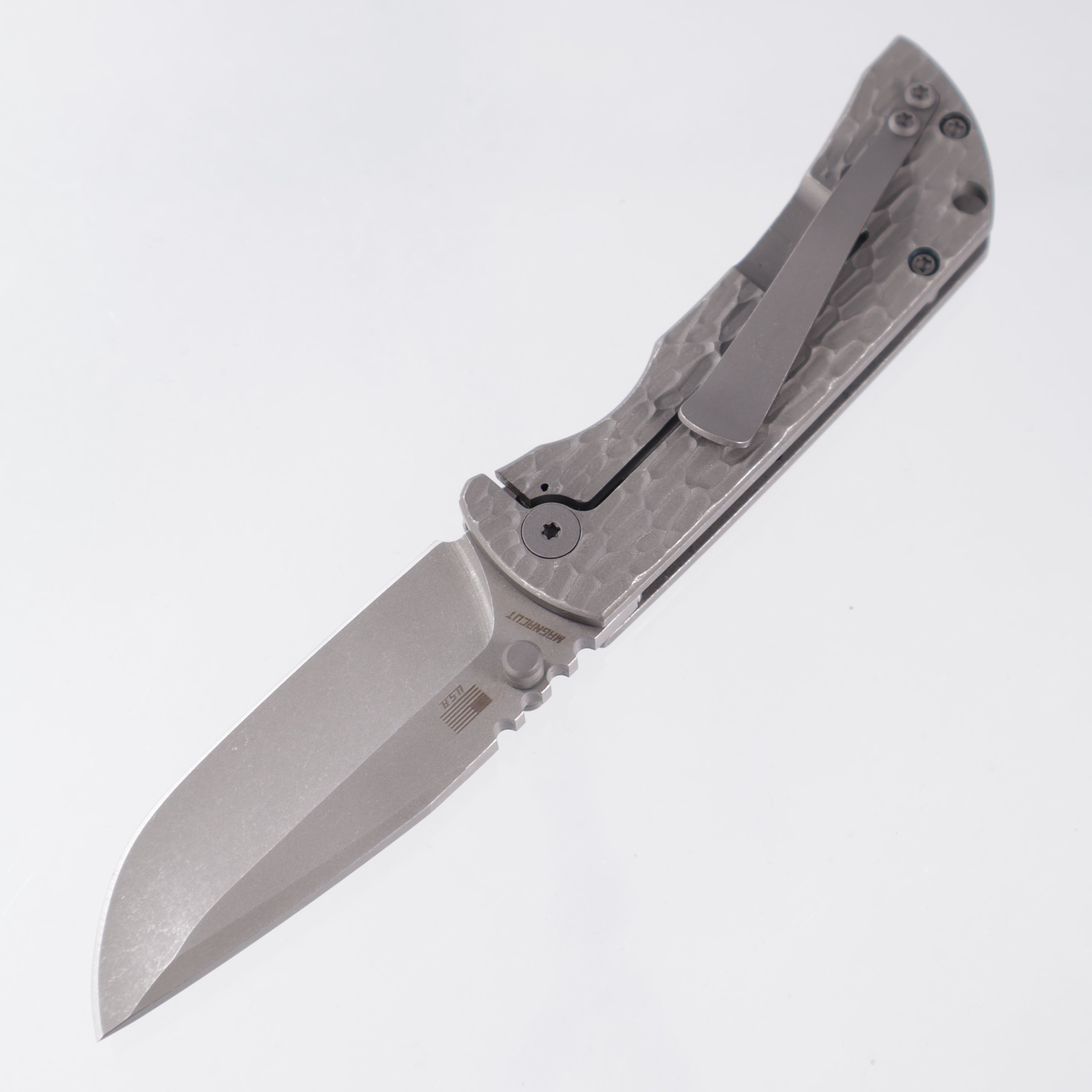 McNees PM Mac 2 3.0" Drop Point - Stonewash Jigged Titanium - Atomic Stonewash Magnacut