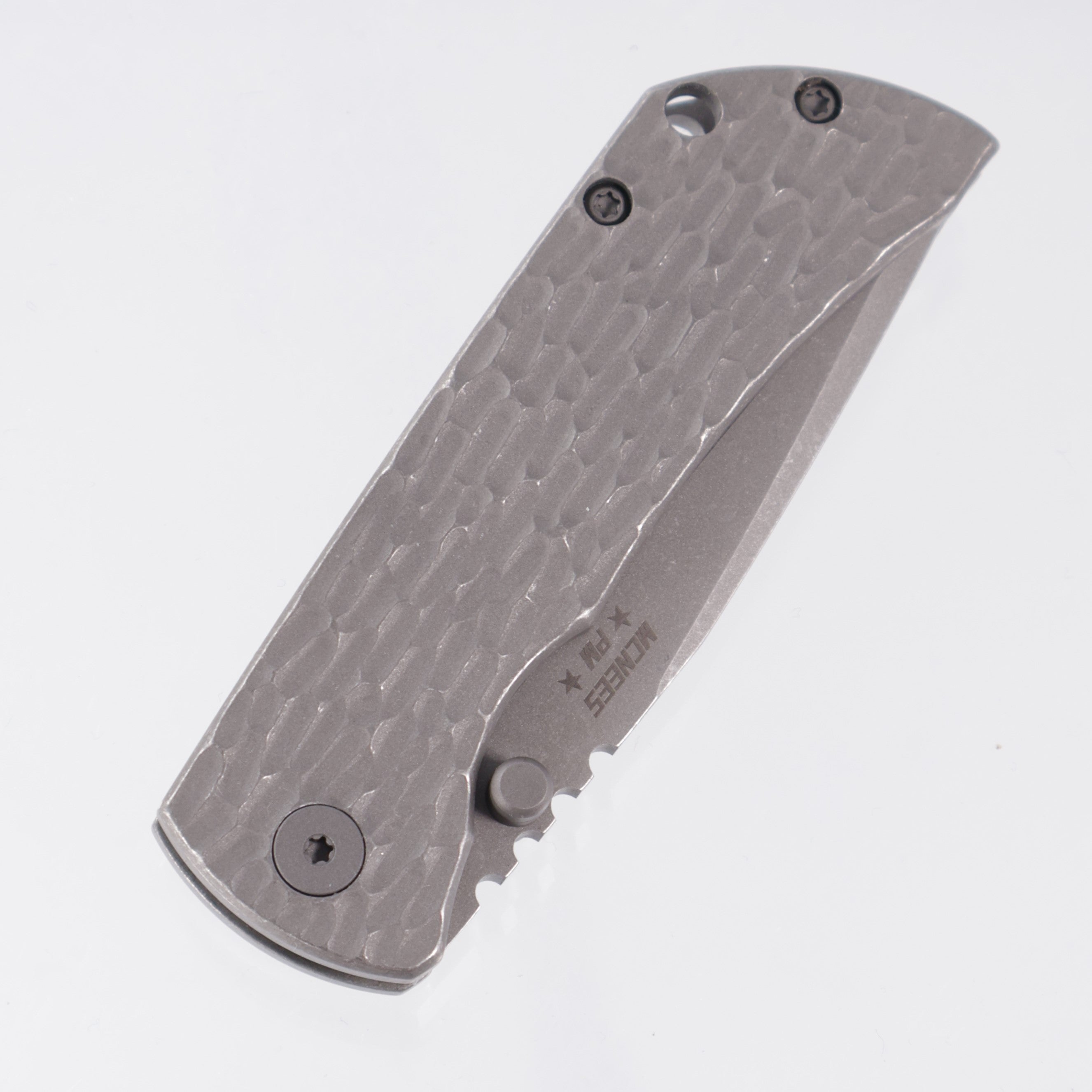 McNees PM Mac 2 3.0" Drop Point - Stonewash Jigged Titanium - Atomic Stonewash Magnacut