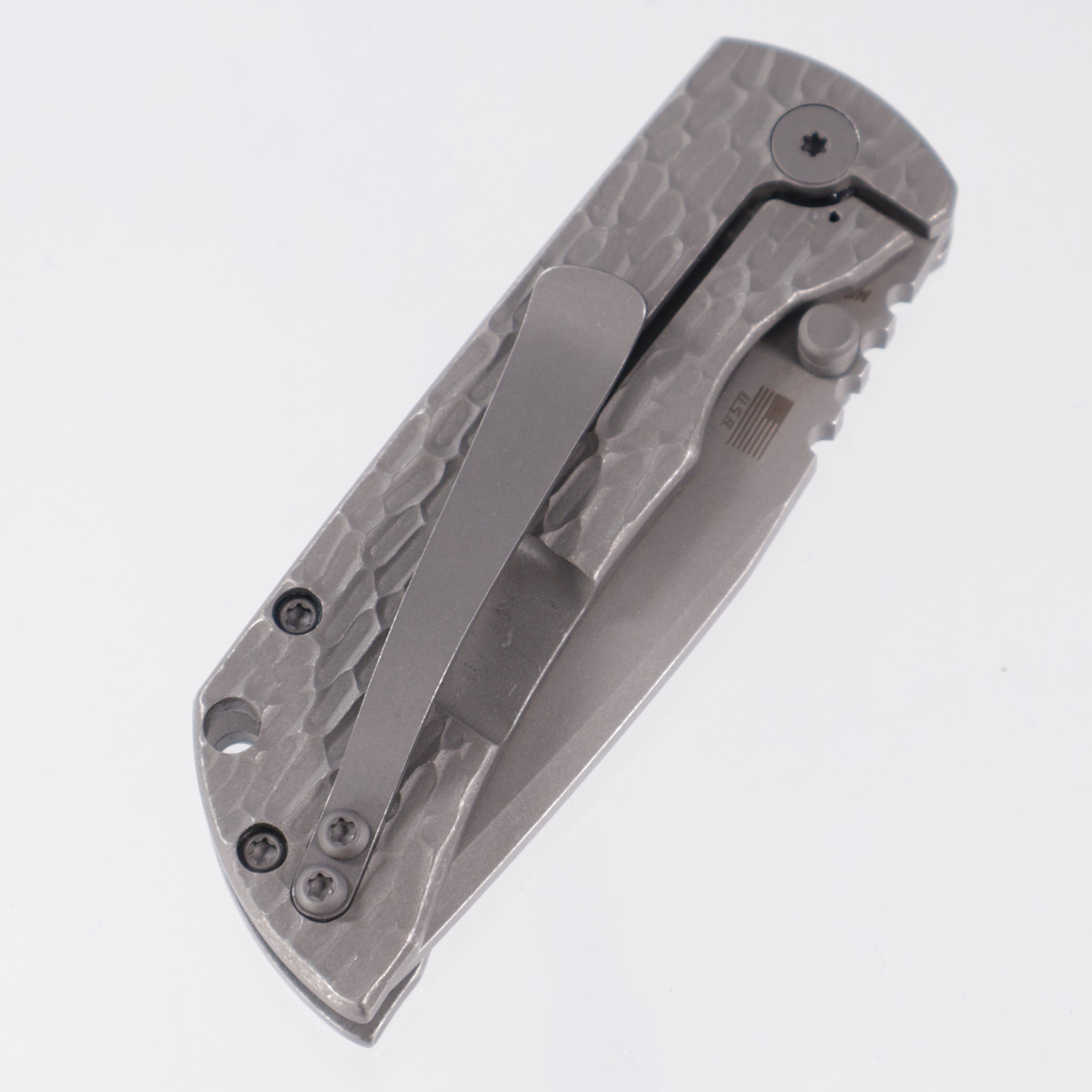 McNees PM Mac 2 3.0" Drop Point - Stonewash Jigged Titanium - Atomic Stonewash Magnacut