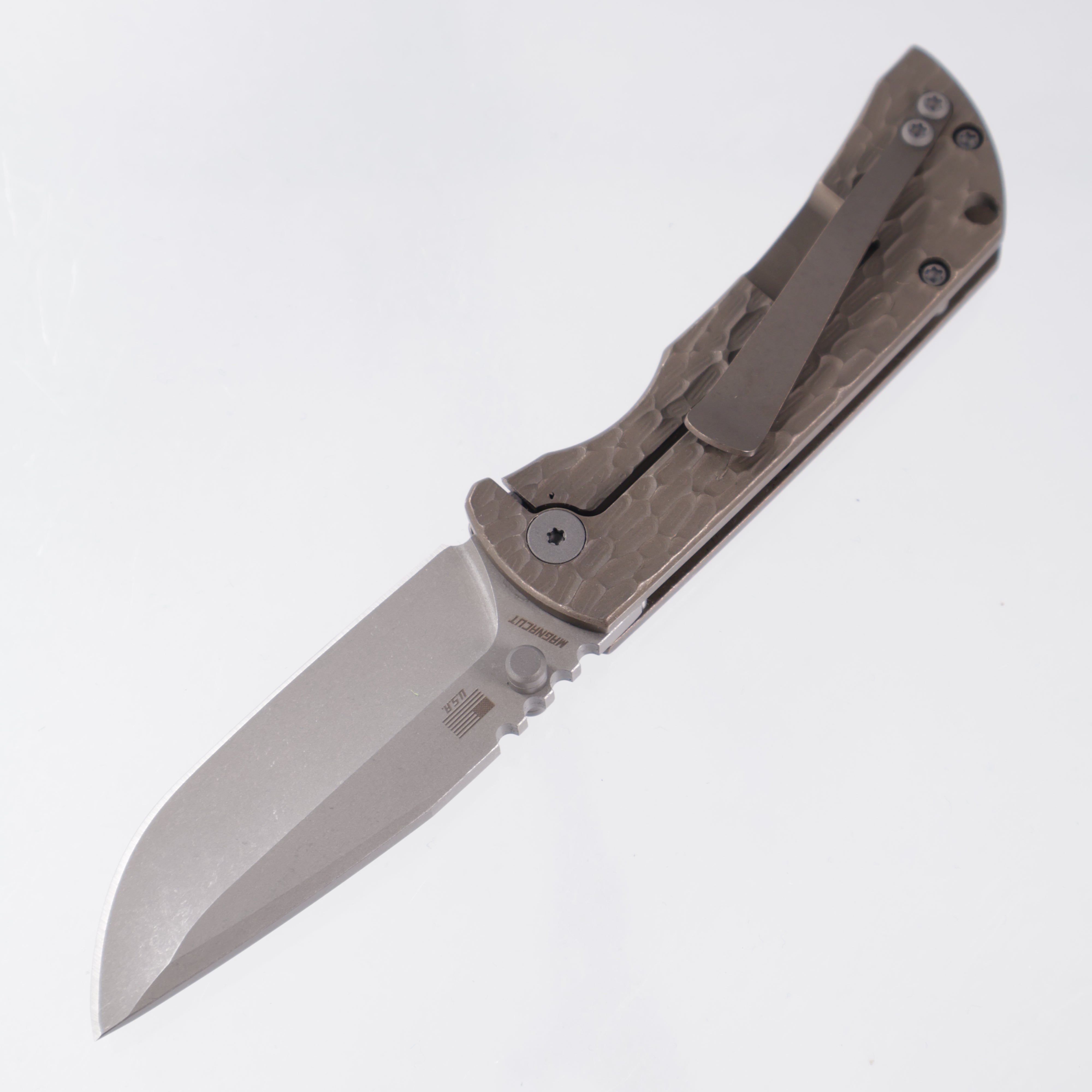 McNees PM Mac 2 3.0" Drop Point - Bronze Jigged Titanium - Atomic Stonewash Magnacut