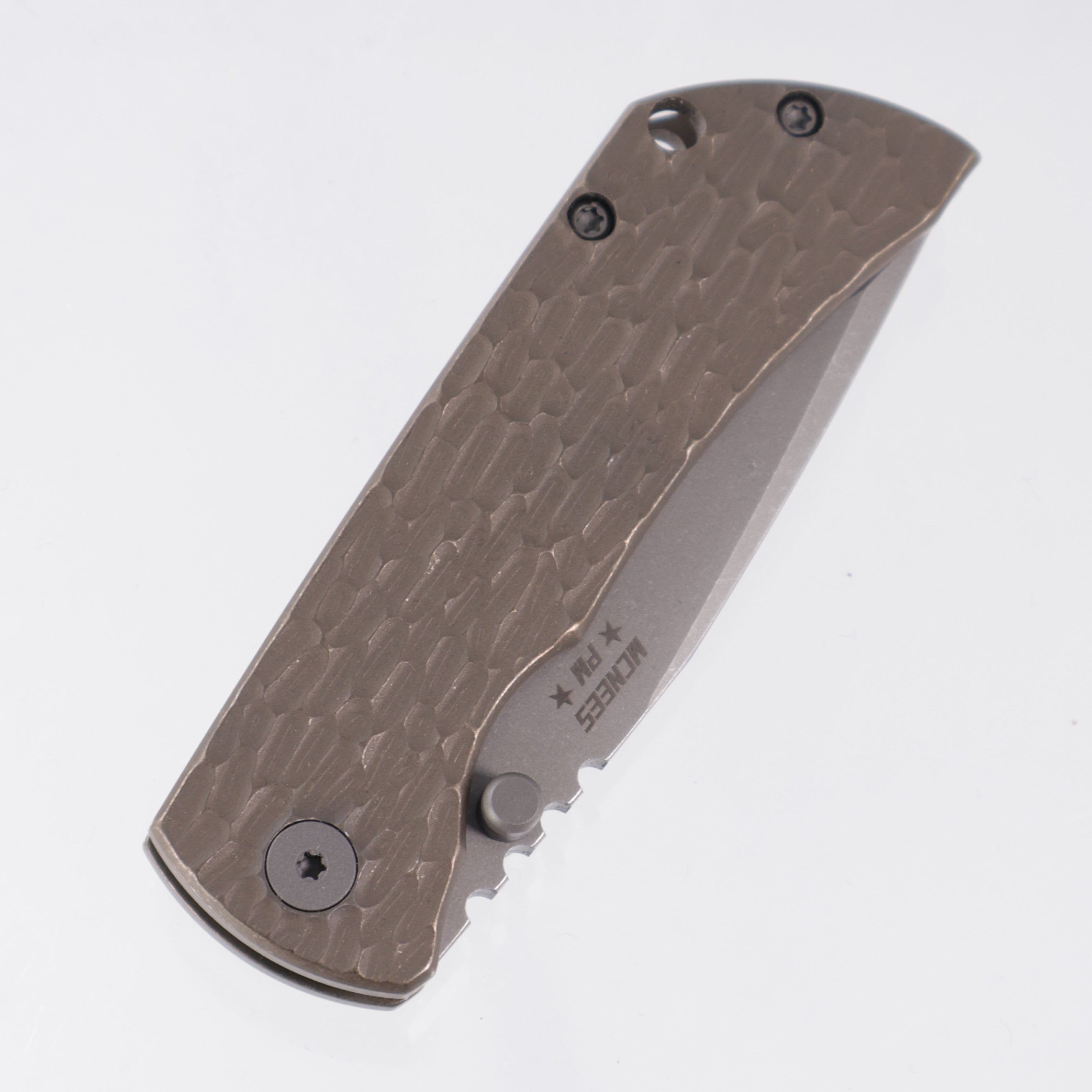 McNees PM Mac 2 3.0" Drop Point - Bronze Jigged Titanium - Atomic Stonewash Magnacut