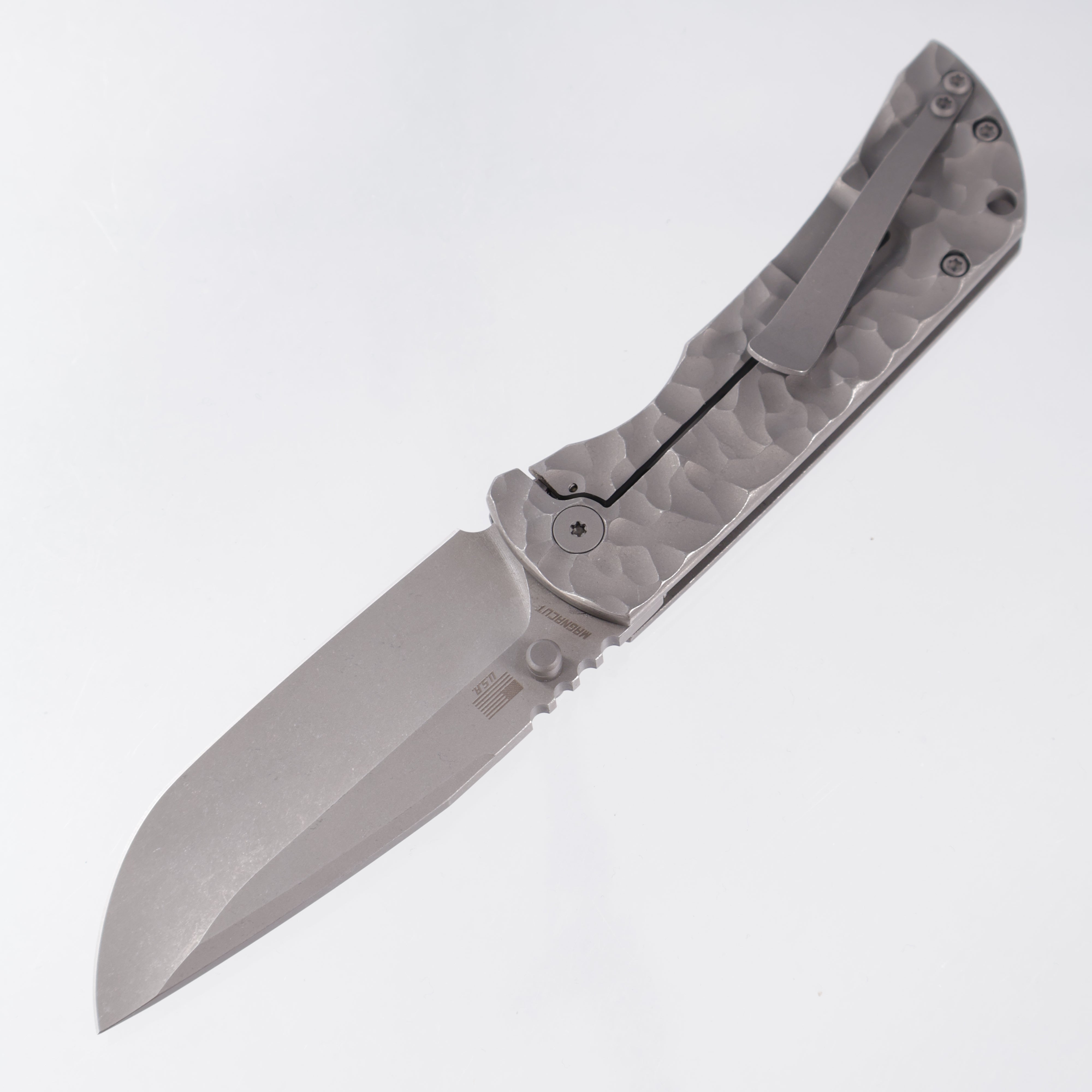 McNees PM Mac 2 3.5" Drop Point - Stonewash Rocked Titanium - Atomic Stonewash Magnacut