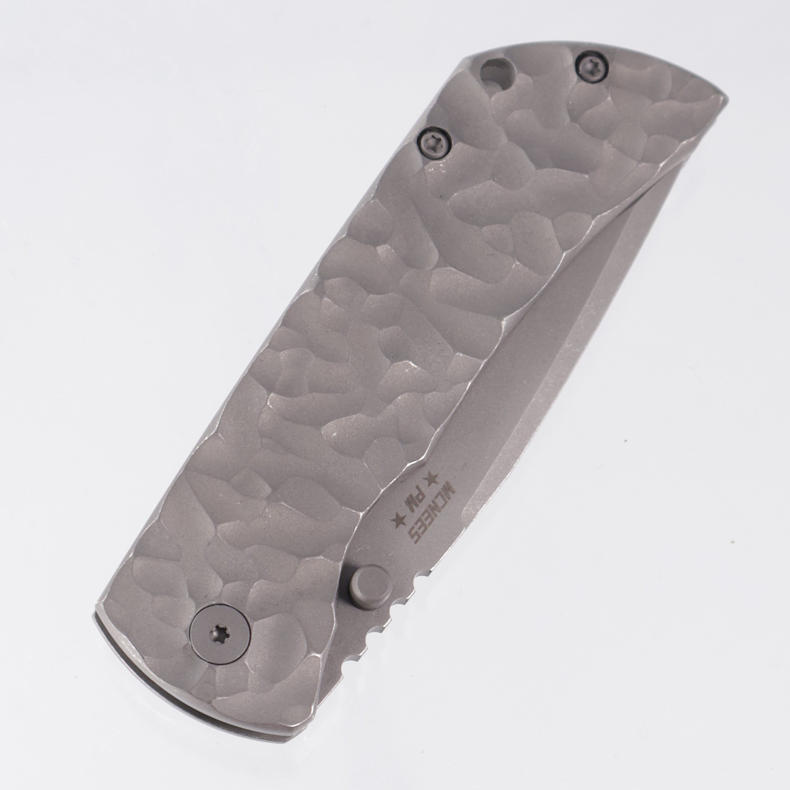 McNees PM Mac 2 3.5" Drop Point - Stonewash Rocked Titanium - Atomic Stonewash Magnacut