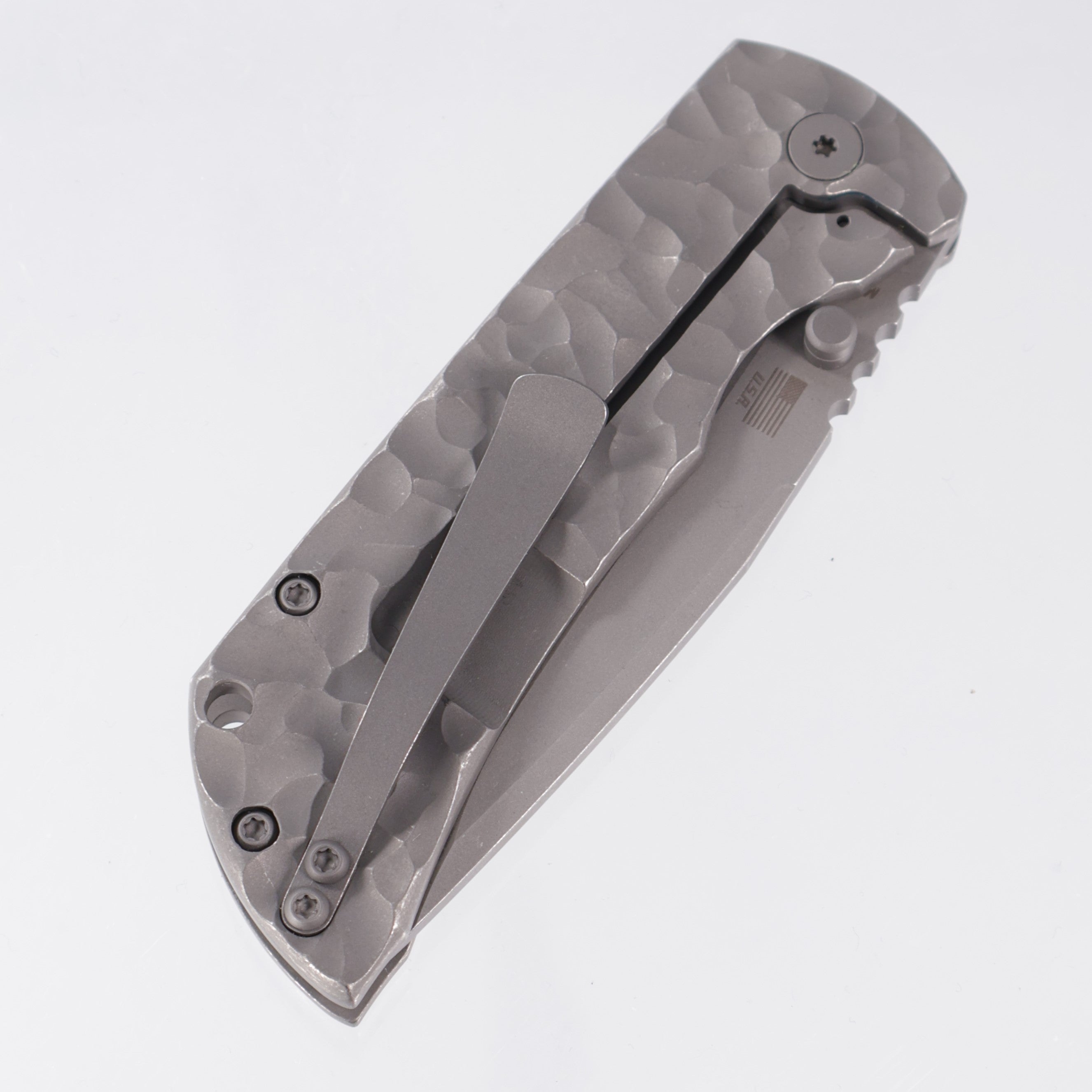 McNees PM Mac 2 3.5" Drop Point - Stonewash Rocked Titanium - Atomic Stonewash Magnacut