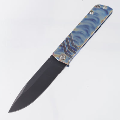 Medford Antik - Flamed Titanium Front Scale w/ Blue Titanium Lockside - DLC S4VN - MK2144PD-03A2-TSCS-04