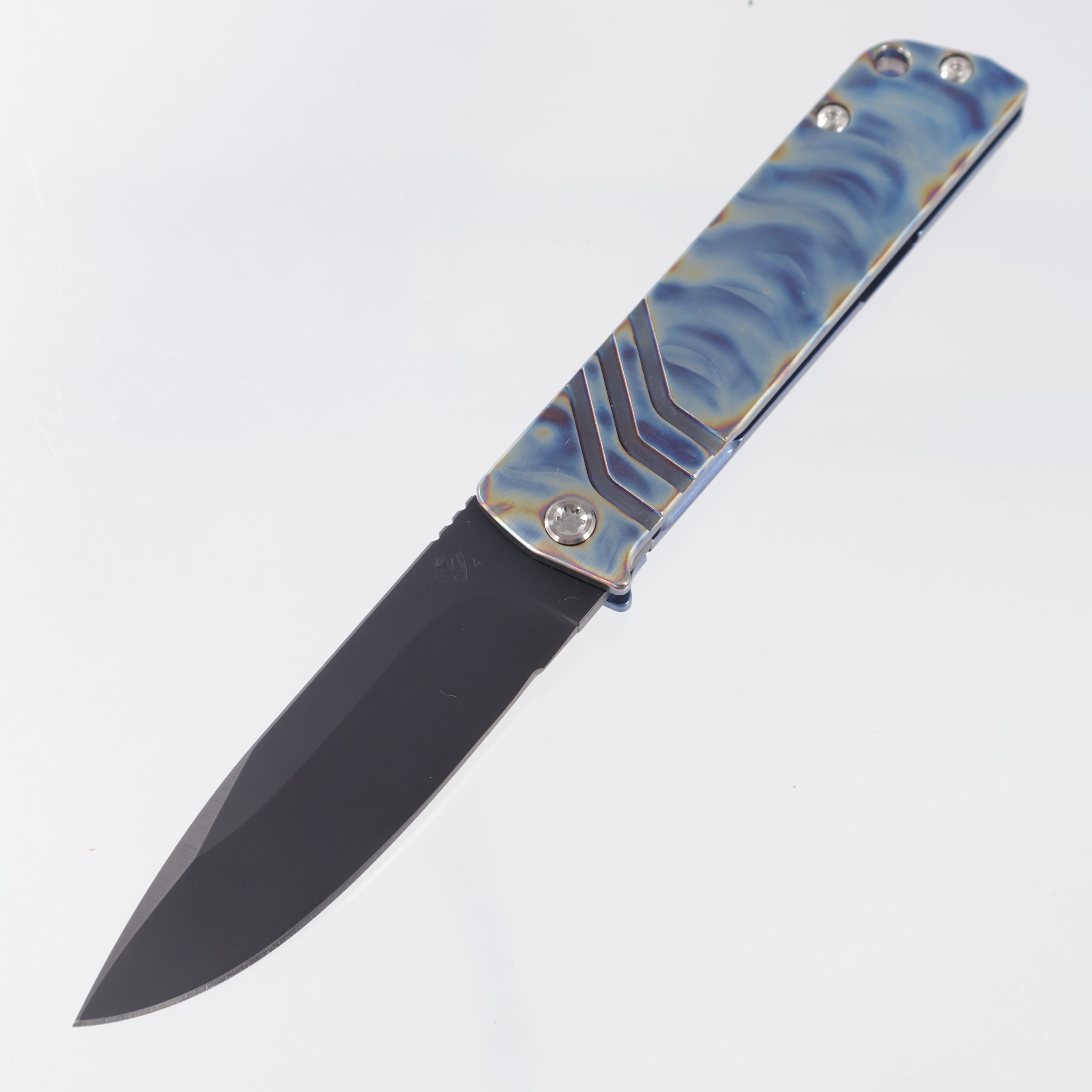Medford Antik - Flamed Titanium Front Scale w/ Blue Titanium Lockside - DLC S4VN - MK2144PD-03A2-TSCS-04