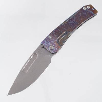 Medford Slim Midi Drop Point - Flamed Titanium Front Scale w/ Tumbled Titanium Lockside - Tumbled S45VN - MK2014TD-03TM-TSCS-Q4