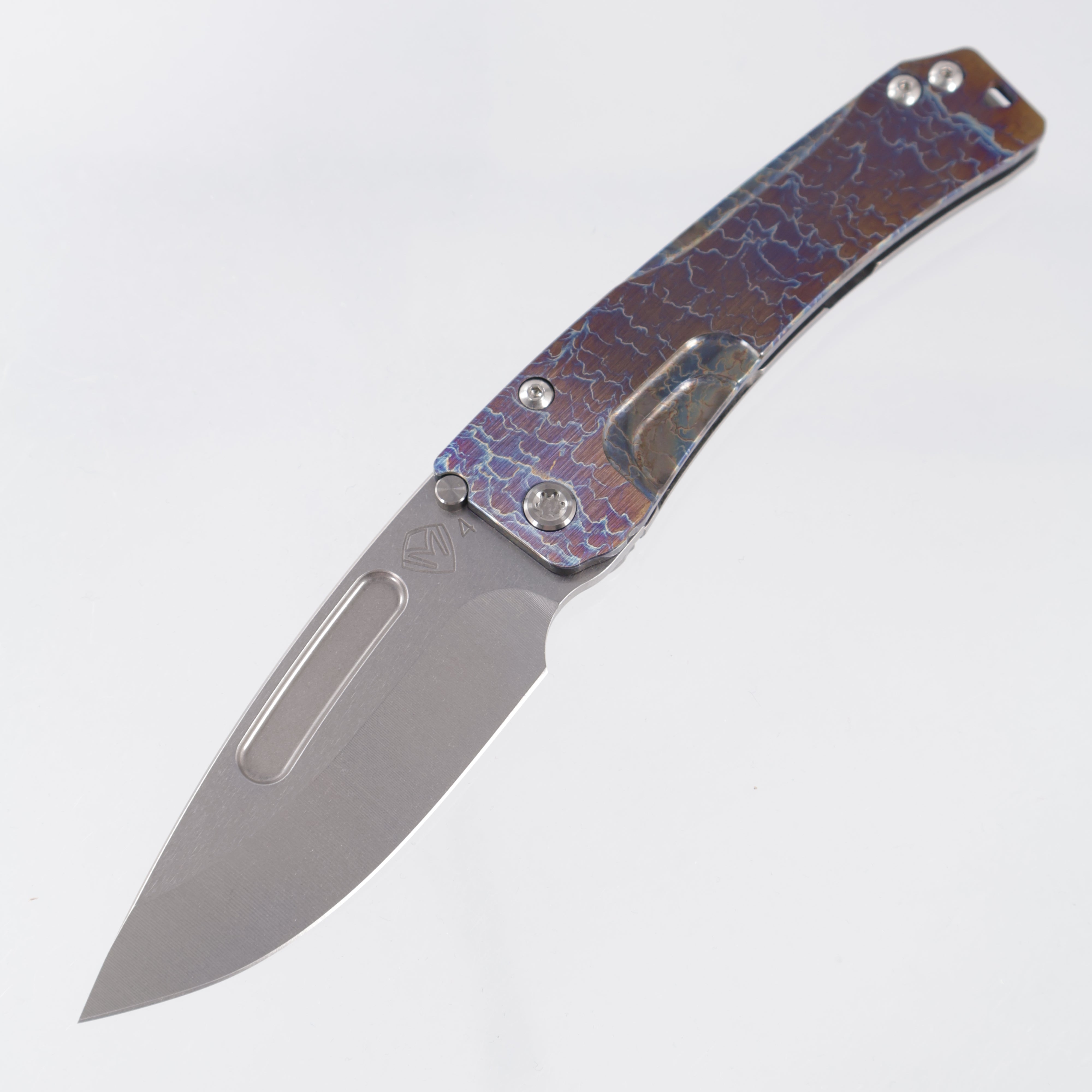 Medford Slim Midi Drop Point - Flamed Titanium Front Scale w/ Tumbled Titanium Lockside - Tumbled S45VN - MK2014TD-03TM-TSCS-Q4