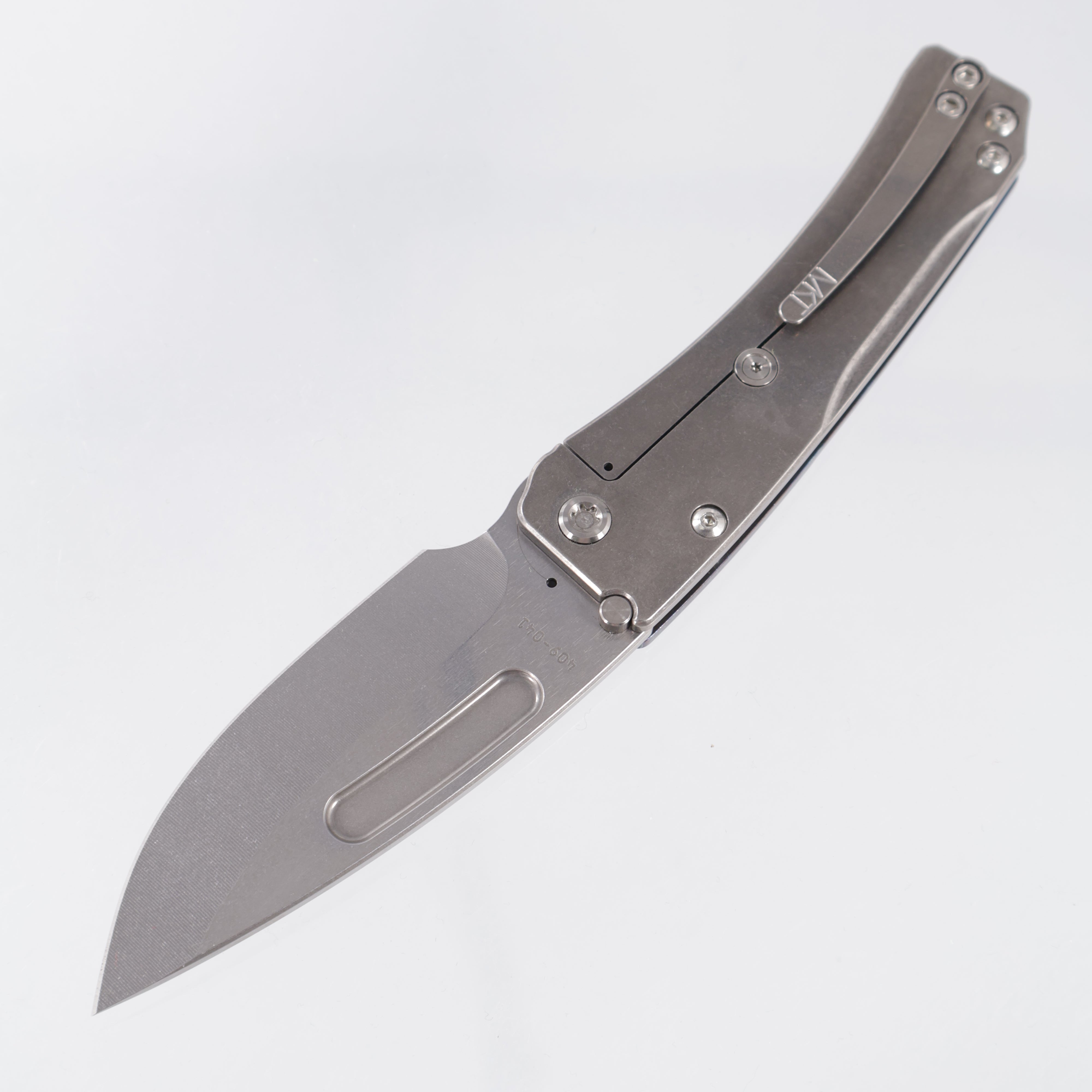 Medford Slim Midi Drop Point - Flamed Titanium Front Scale w/ Tumbled Titanium Lockside - Tumbled S45VN - MK2014TD-03TM-TSCS-Q4